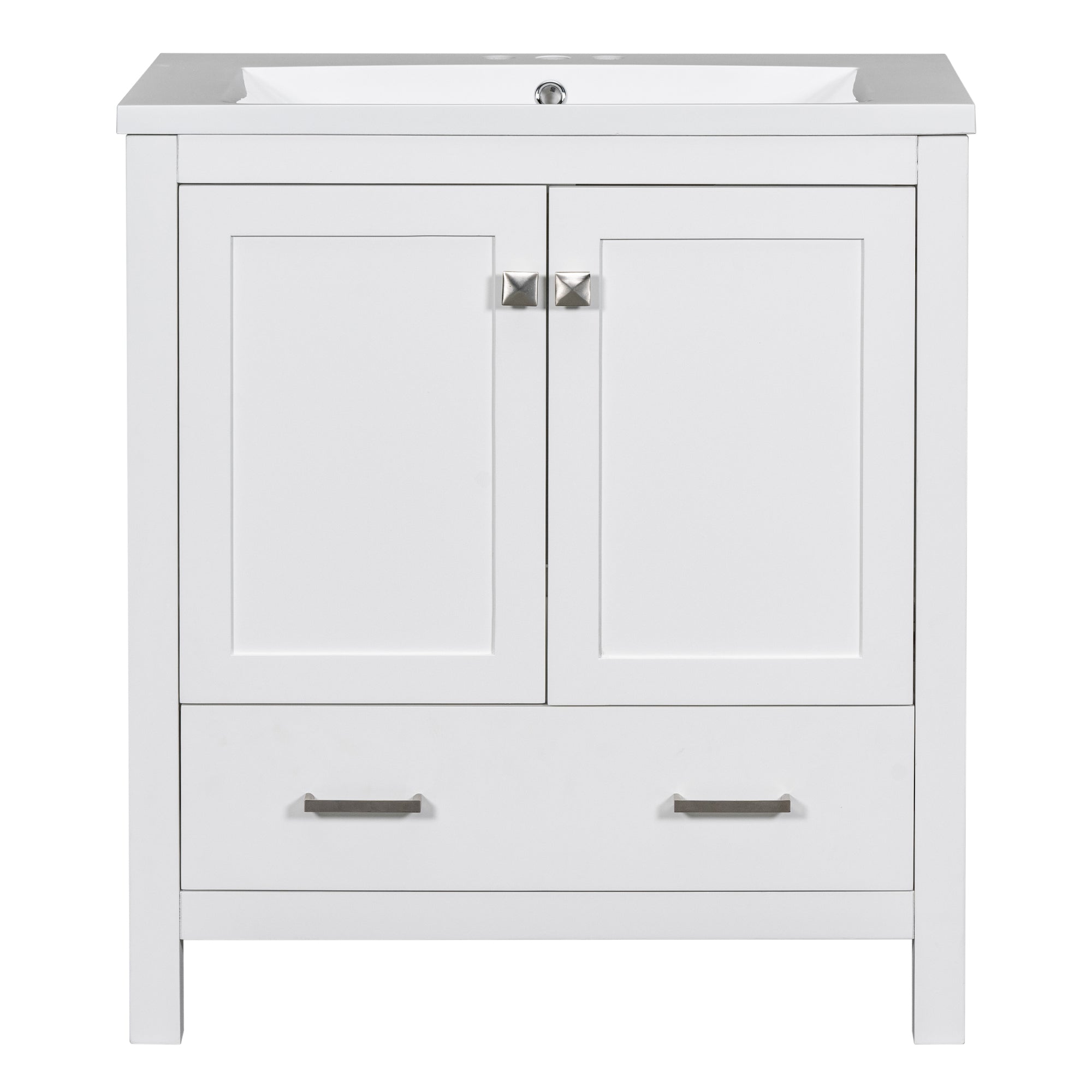 30 Inch MDF Freestanding Bathroom Vanity with Resin Basin and Drawers