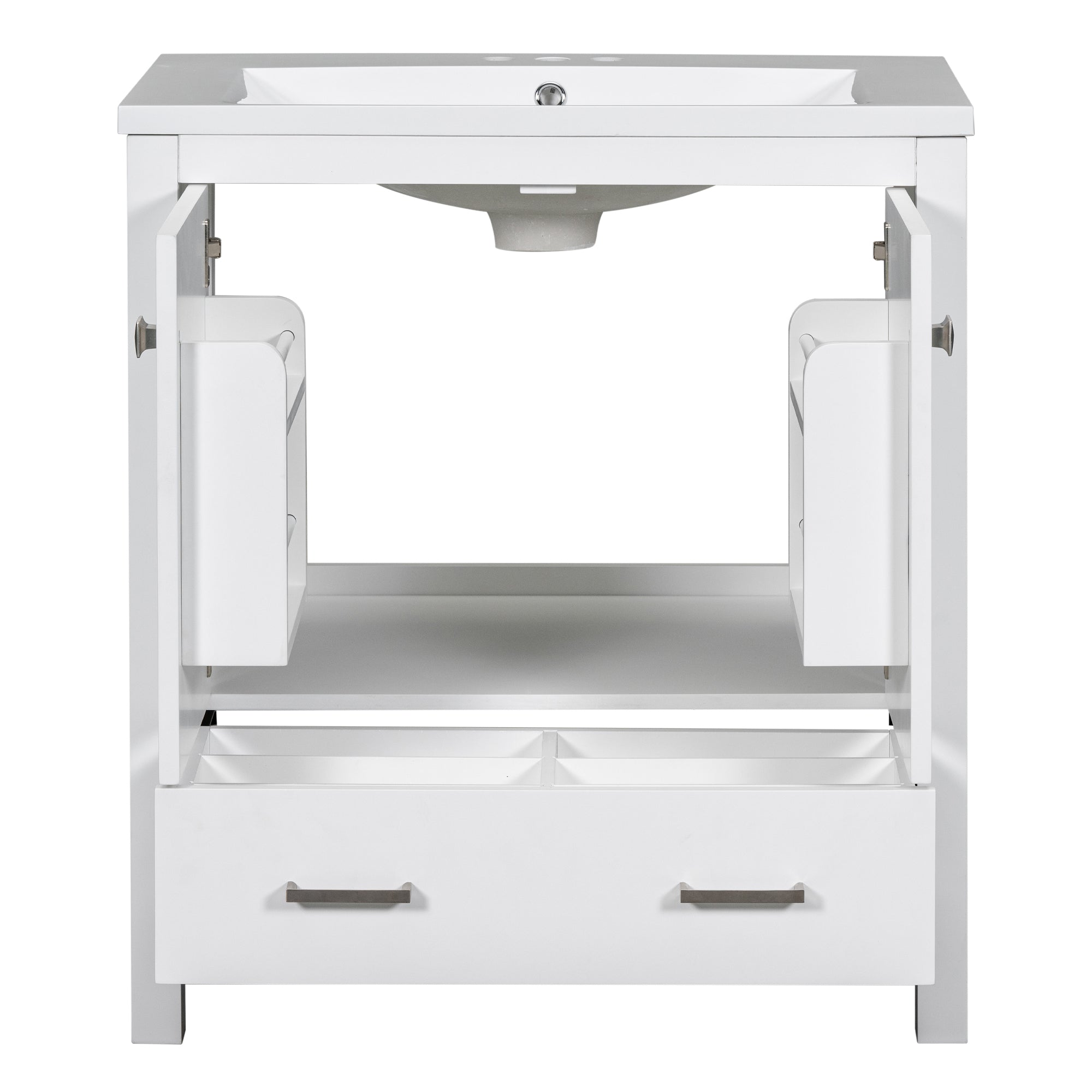 30 Inch MDF Freestanding Bathroom Vanity with Resin Basin and Drawers