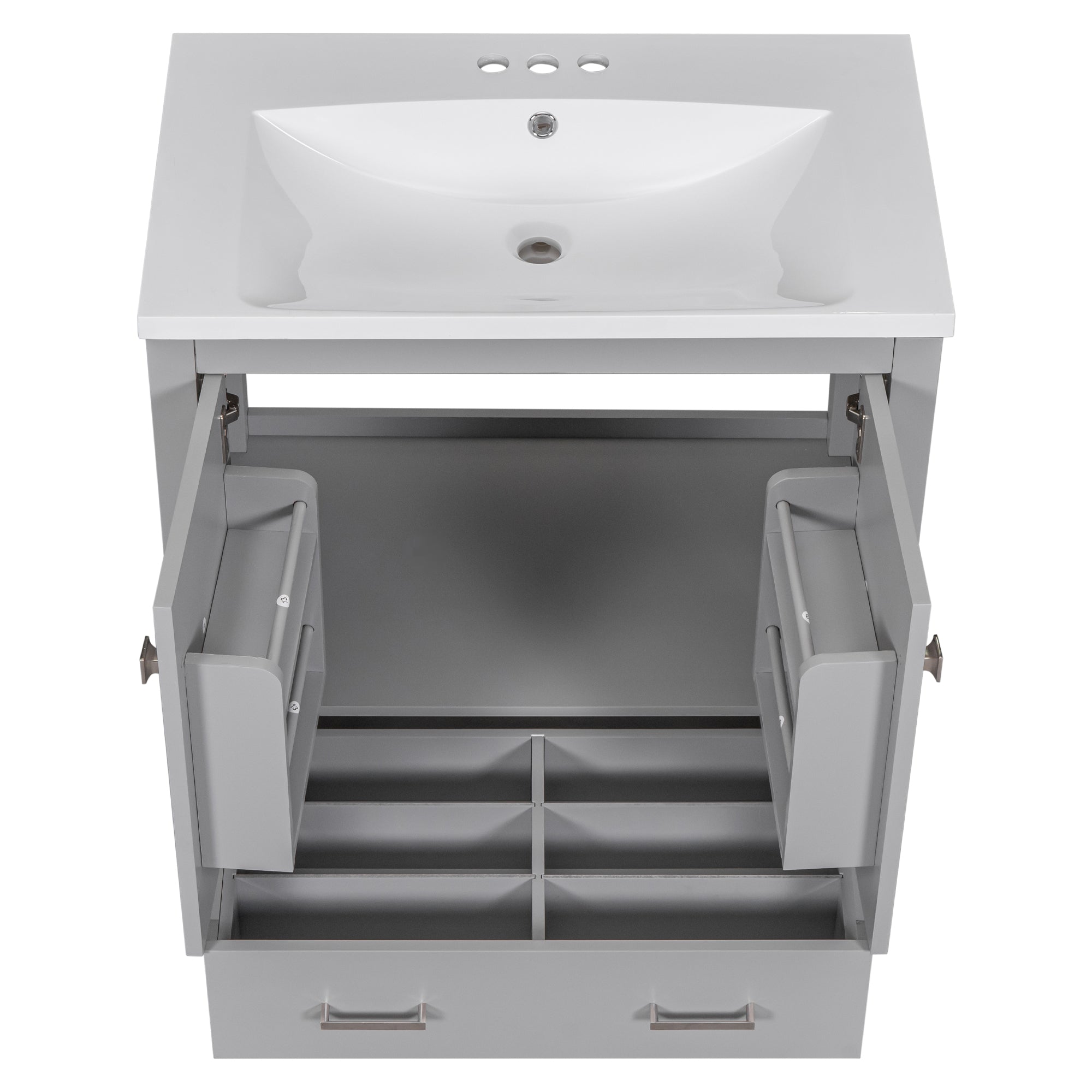 30 Inch MDF Freestanding Bathroom Vanity with Resin Basin and Drawers