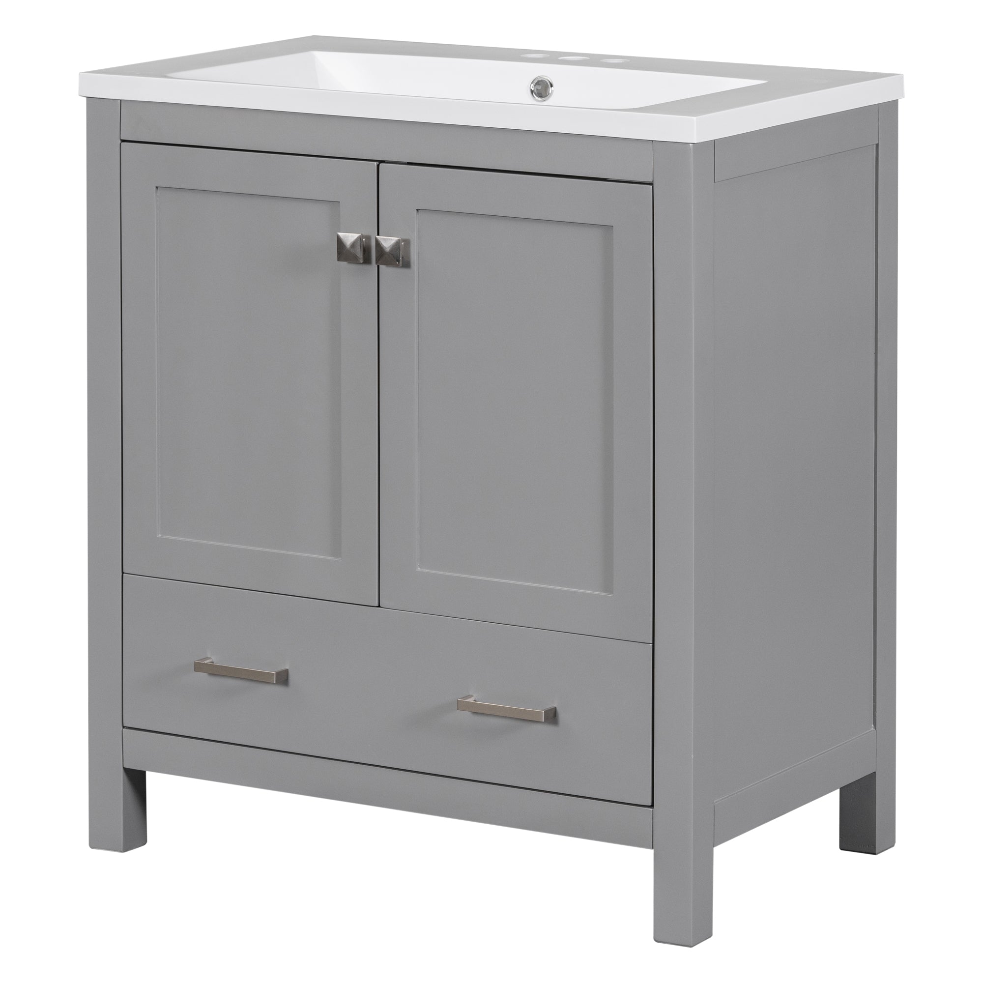 30 Inch MDF Freestanding Bathroom Vanity with Resin Basin and Drawers
