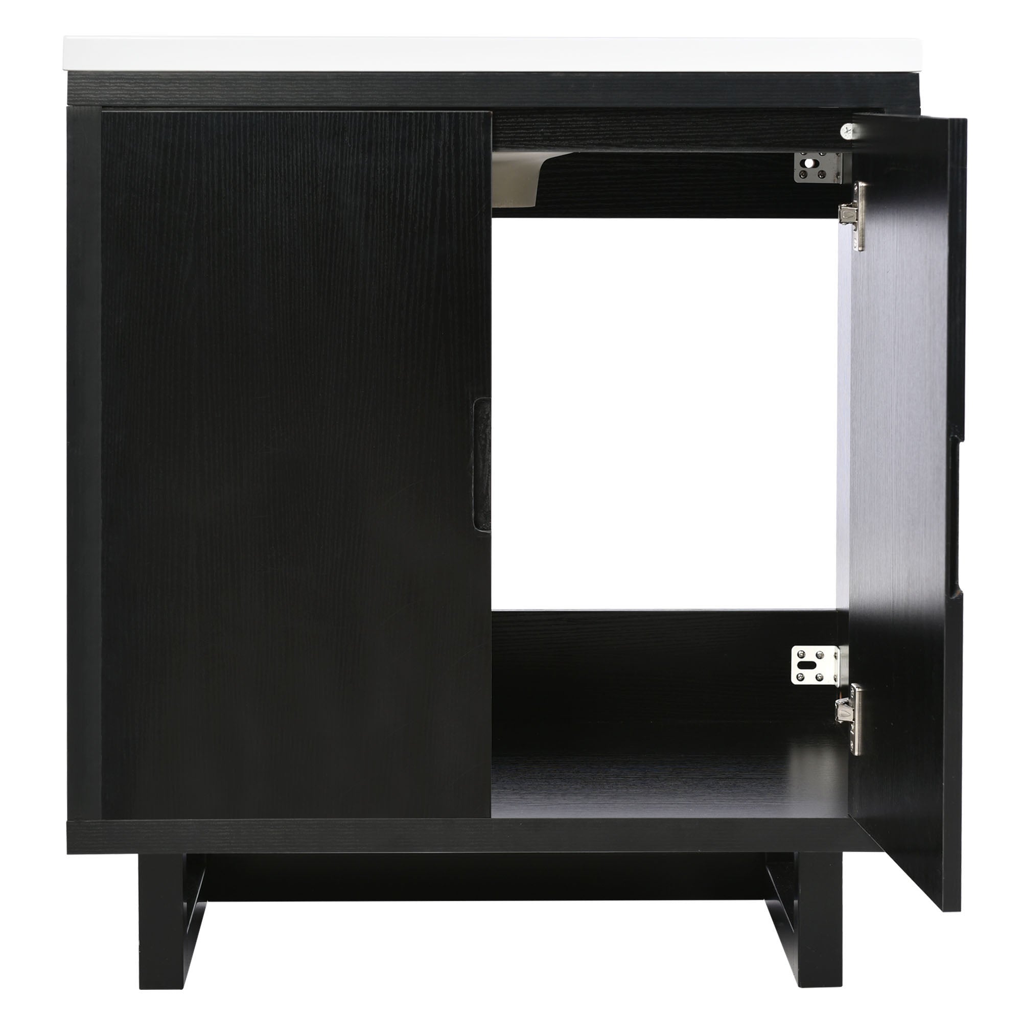 30 Inch MDF Freestanding Bathroom Vanity Set in Black with Integrated Resin Sink