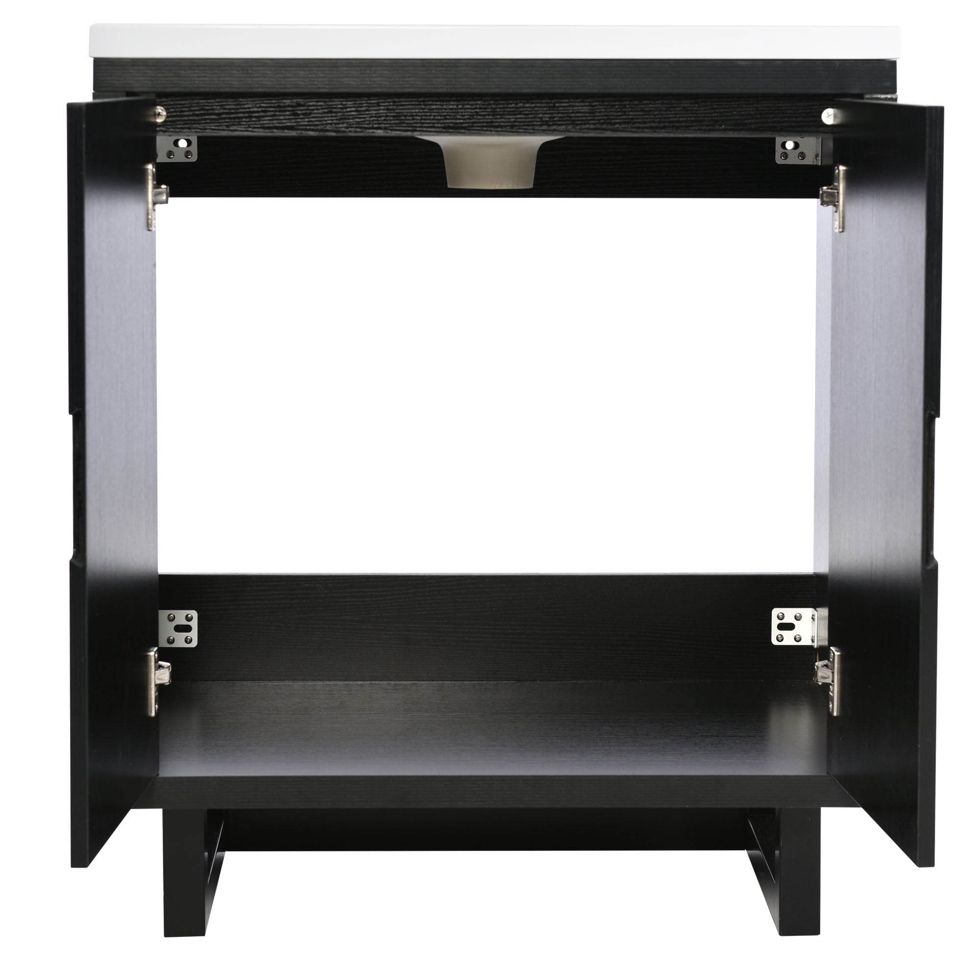 30 Inch MDF Freestanding Bathroom Vanity Set in Black with Integrated Resin Sink