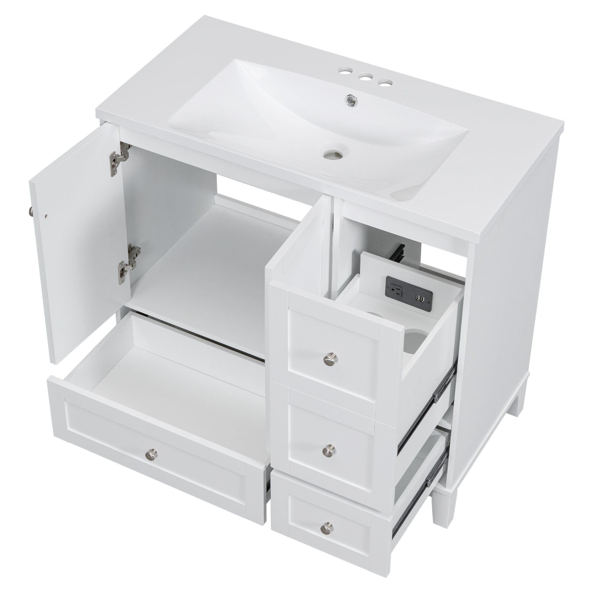 30 Inch MDF Freestanding Bathroom Vanity Set in Black with Integrated Resin Sink