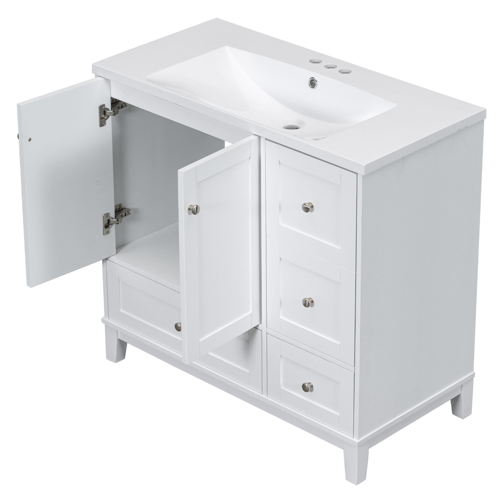 30 Inch MDF Freestanding Bathroom Vanity Set in Black with Integrated Resin Sink