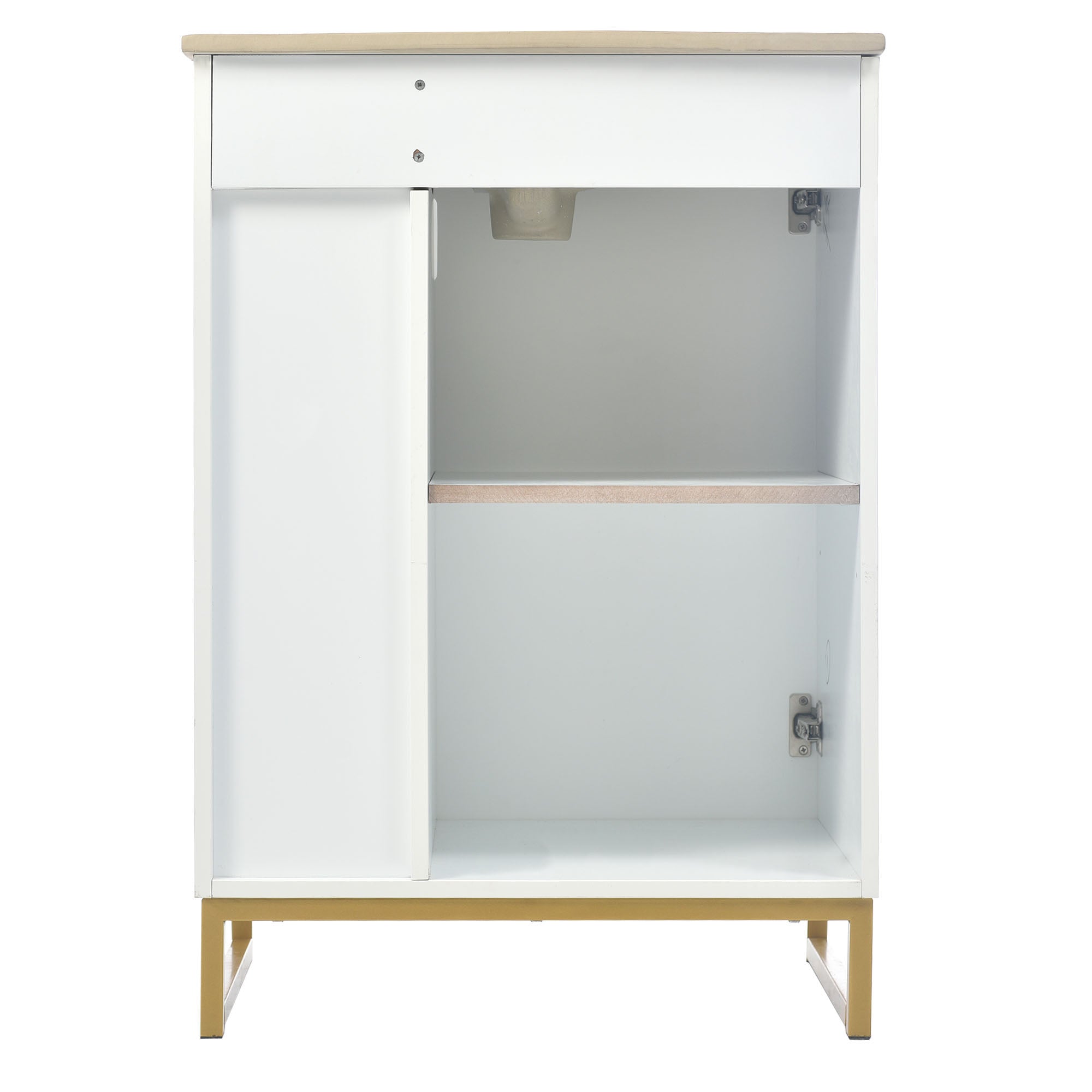 24 Inch MDF Freestanding Bathroom Vanity Set with Integrated Ceramic Sink