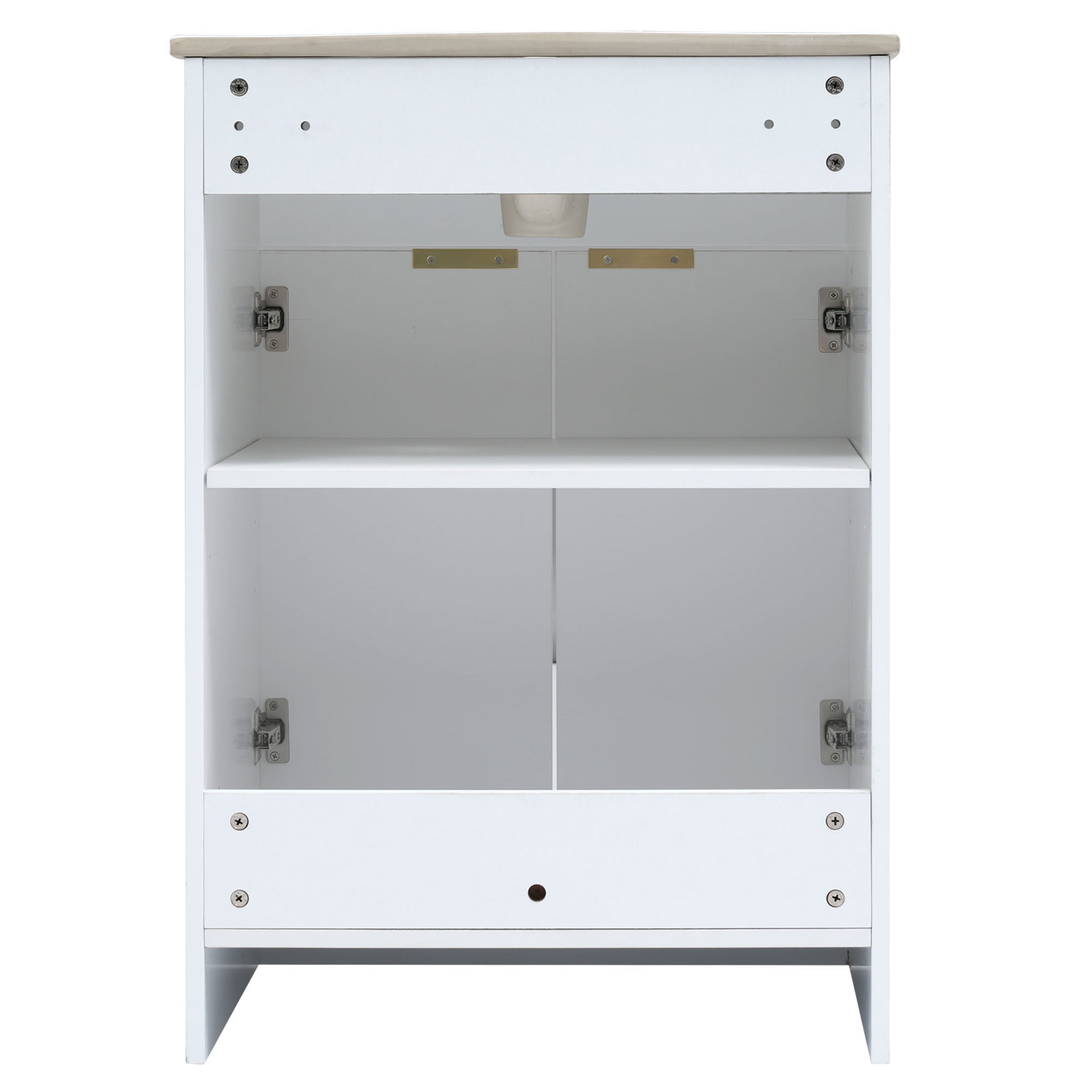 24 Inch MDF Freestanding Bathroom Vanity Set with Integrated Ceramic Sink