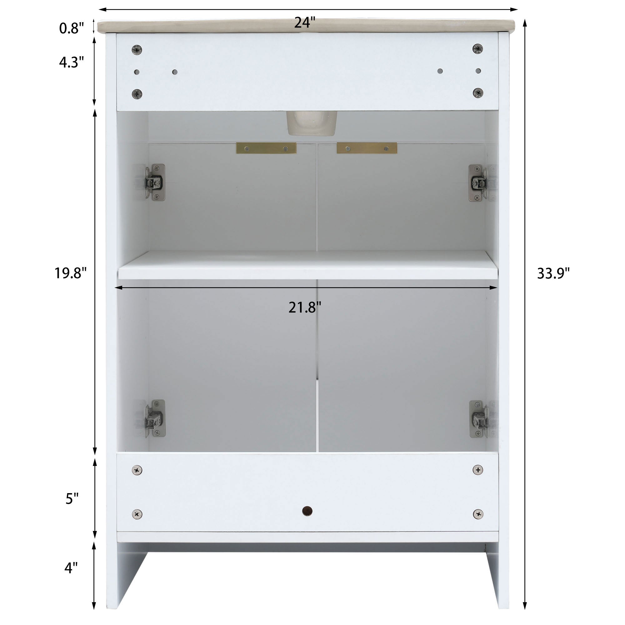 24 Inch MDF Freestanding Bathroom Vanity Set with Integrated Ceramic Sink