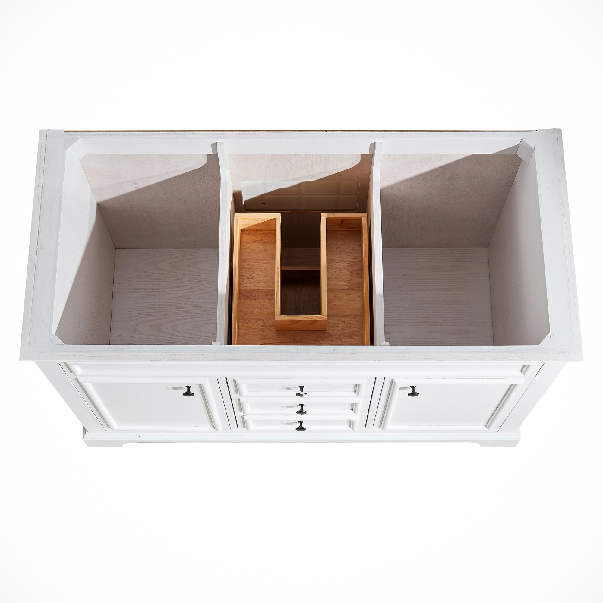 48 Inches Solid Wood Frame Freestanding Bathroom Vanity Set with Engineered Marble Top