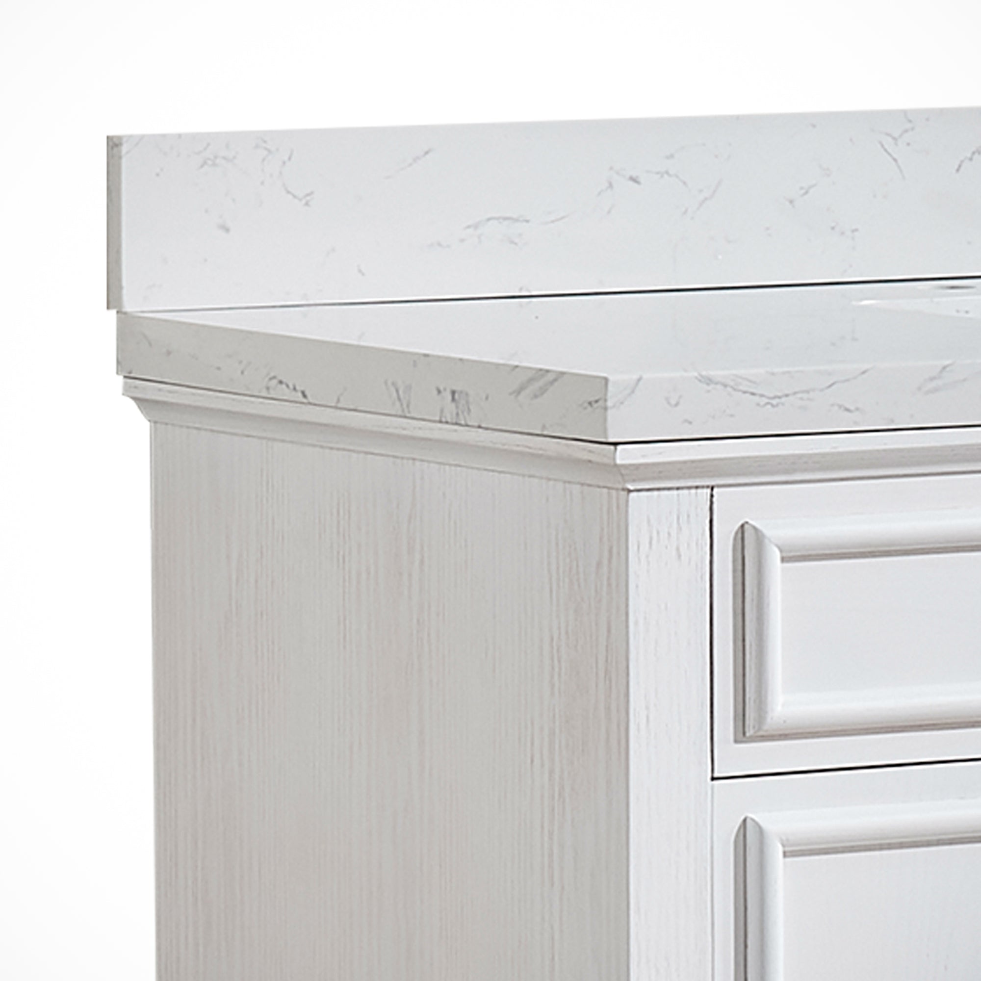 48 Inches Solid Wood Frame Freestanding Bathroom Vanity Set with Engineered Marble Top
