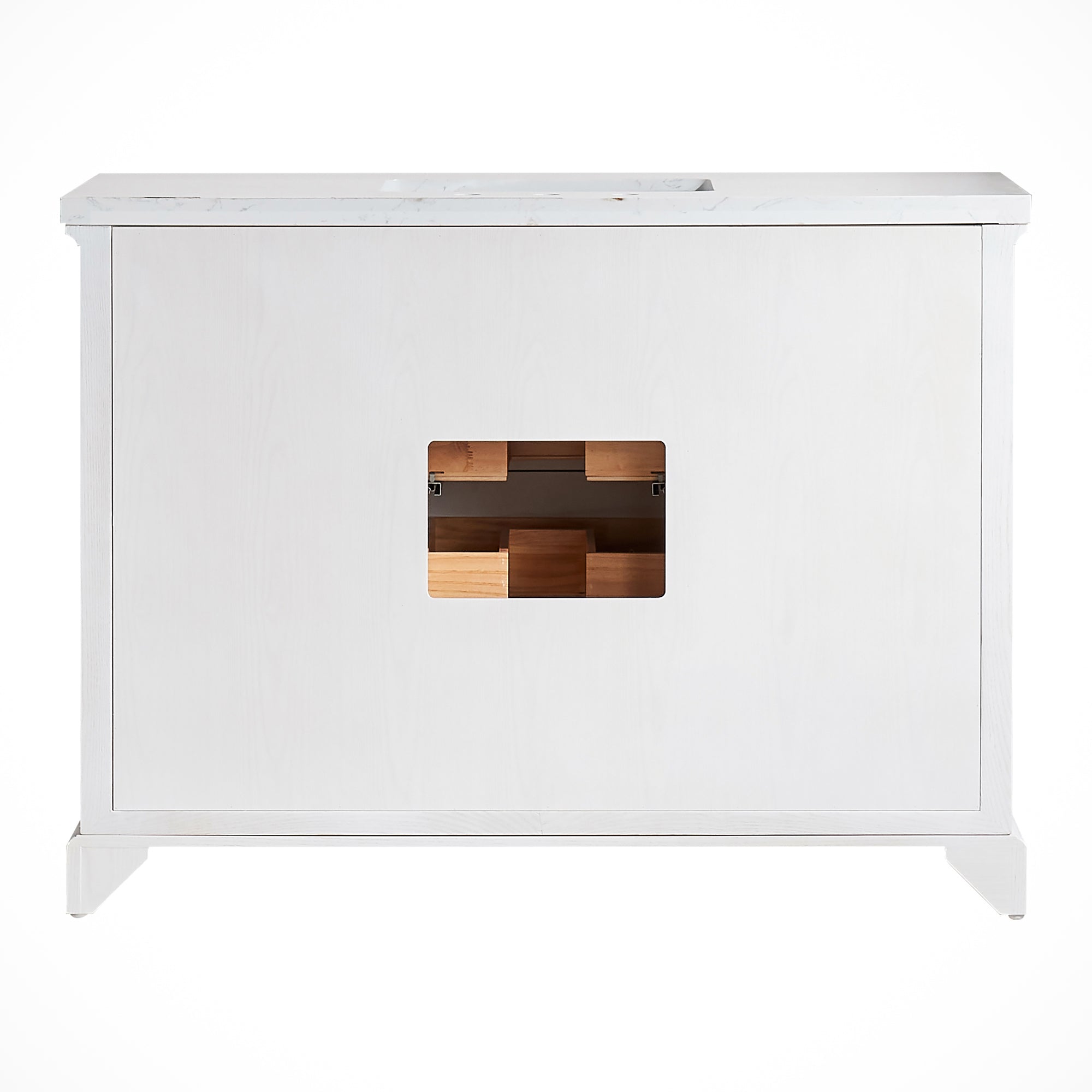 48 Inches Solid Wood Frame Freestanding Bathroom Vanity Set with Engineered Marble Top