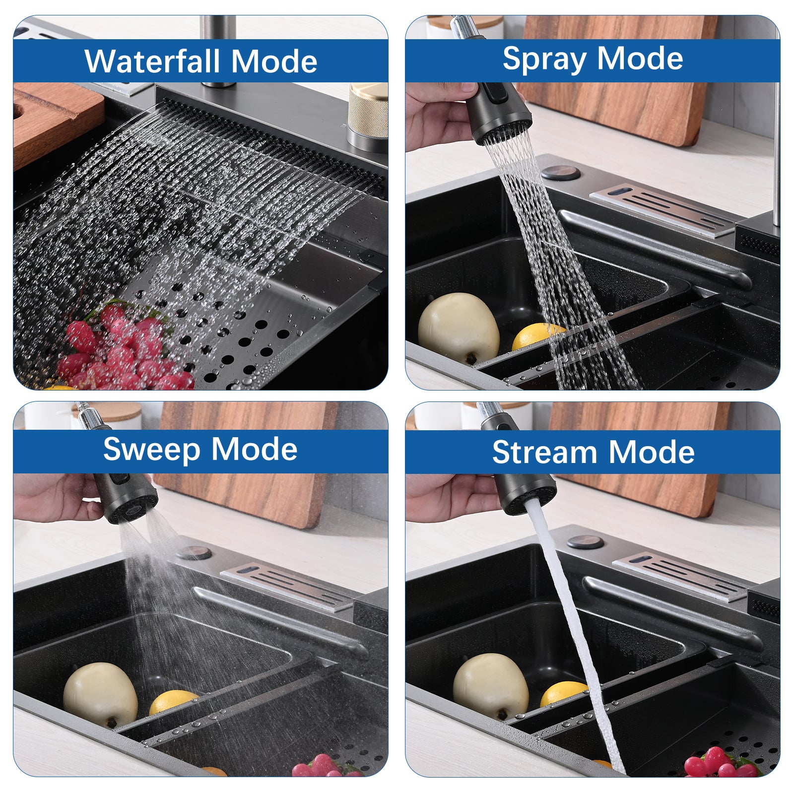 Stainless Steel Double Bowl Drop-in Kitchen Sink with Pull Down Faucet and Accessories(41-3018)