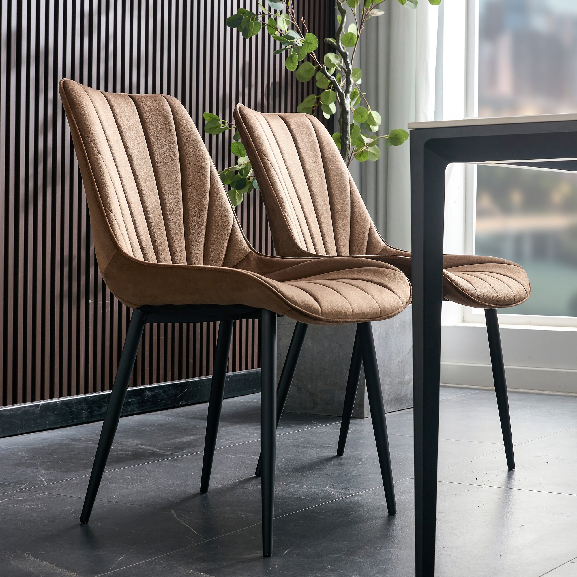 20 in.W Indoor Velvet 4 Dining Chairs with Cushions and Coated Legs