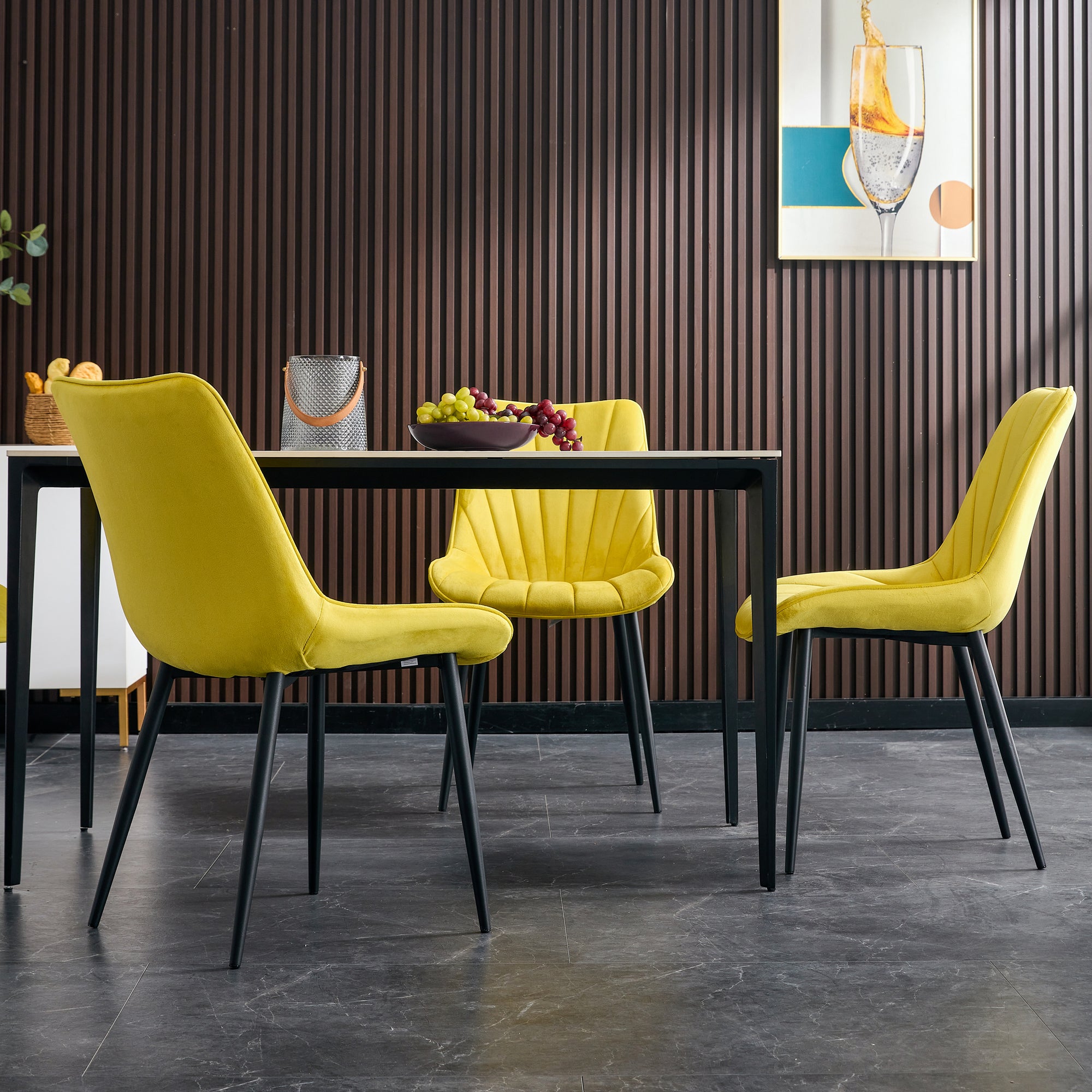 20 in.W Indoor Velvet 4 Dining Chairs with Cushions and Coated Legs