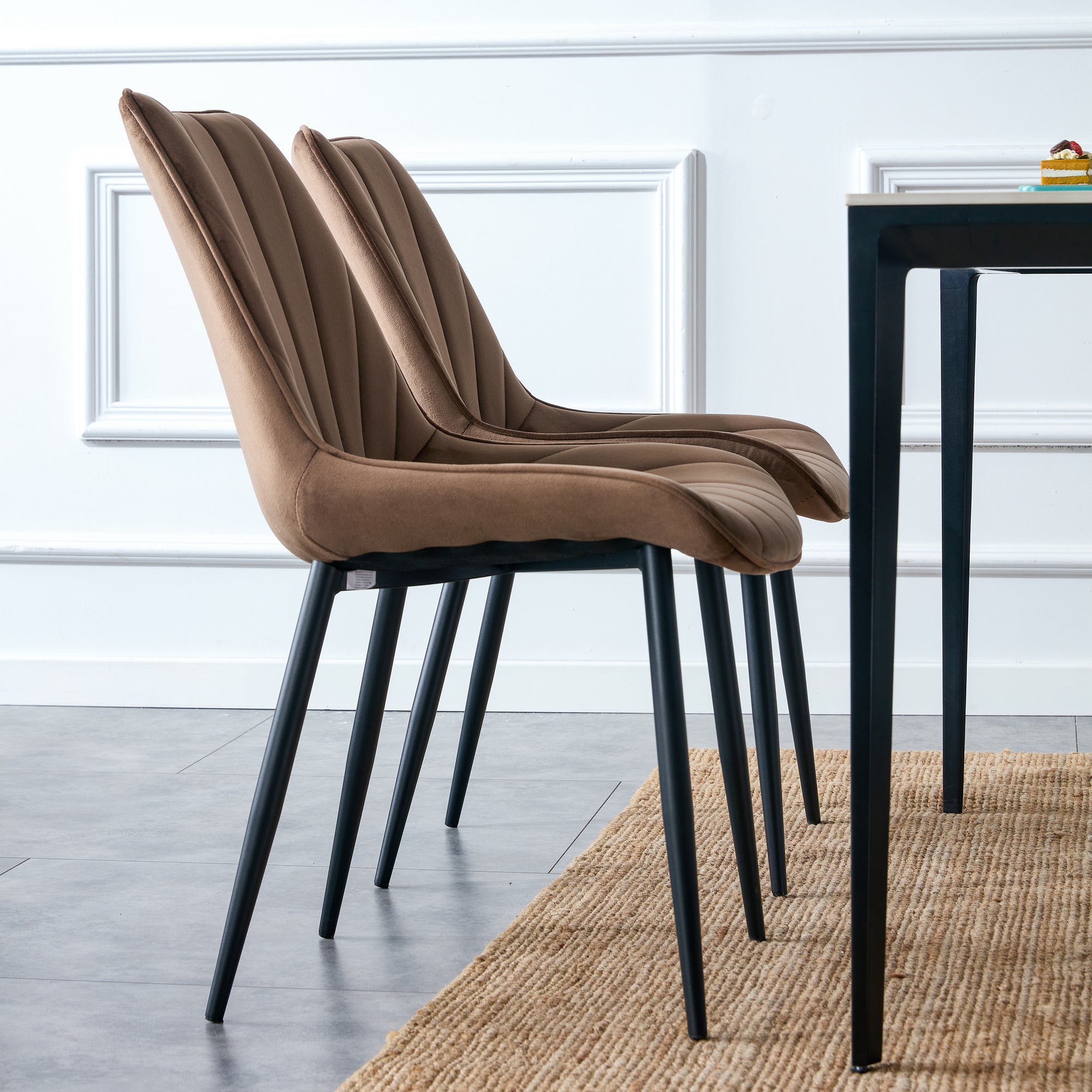 20 in.W Indoor Velvet 4 Dining Chairs with Cushions and Coated Legs