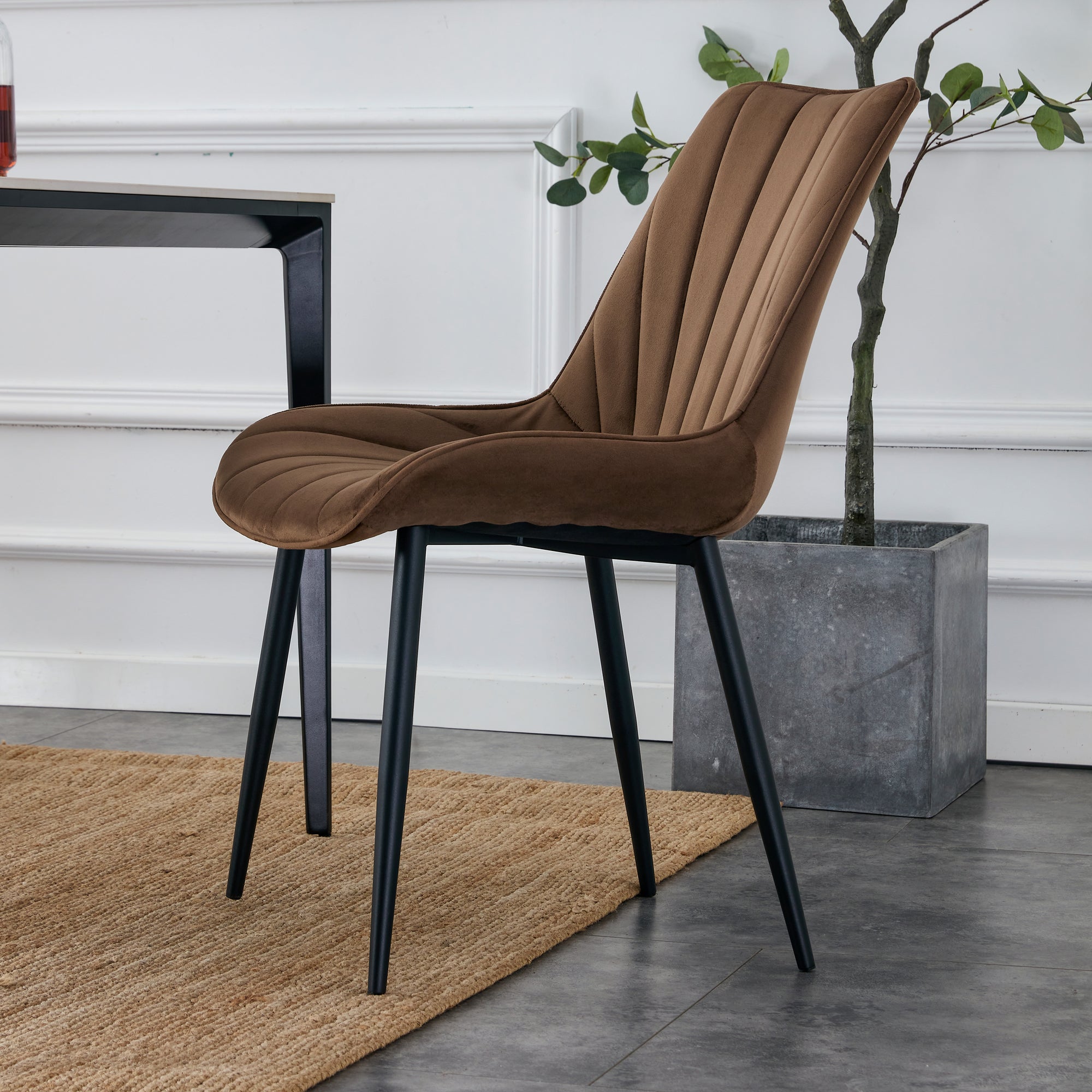 20 in.W Indoor Velvet 4 Dining Chairs with Cushions and Coated Legs