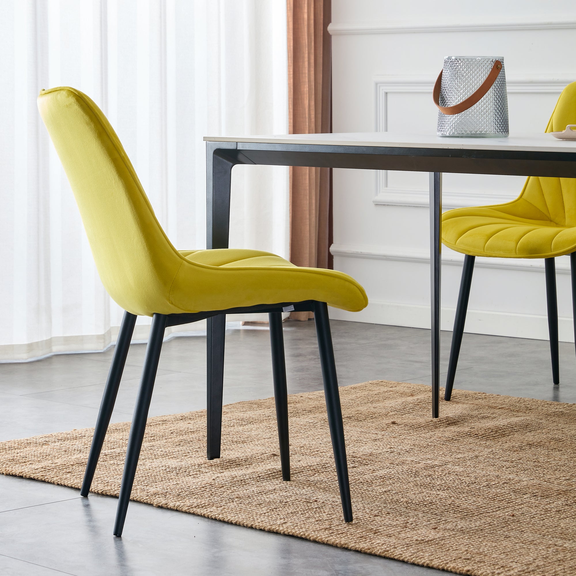 20 in.W Indoor Velvet 4 Dining Chairs with Cushions and Coated Legs