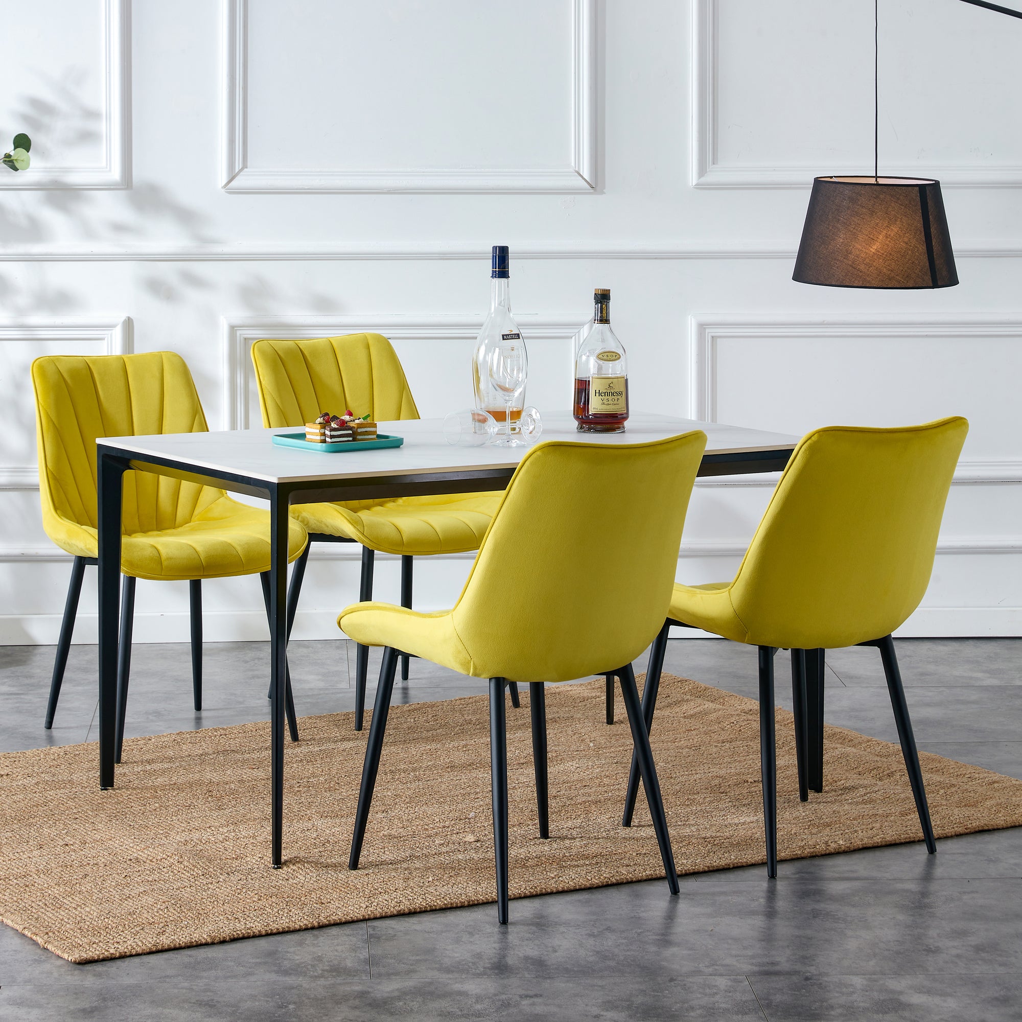 20 in.W Indoor Velvet 4 Dining Chairs with Cushions and Coated Legs