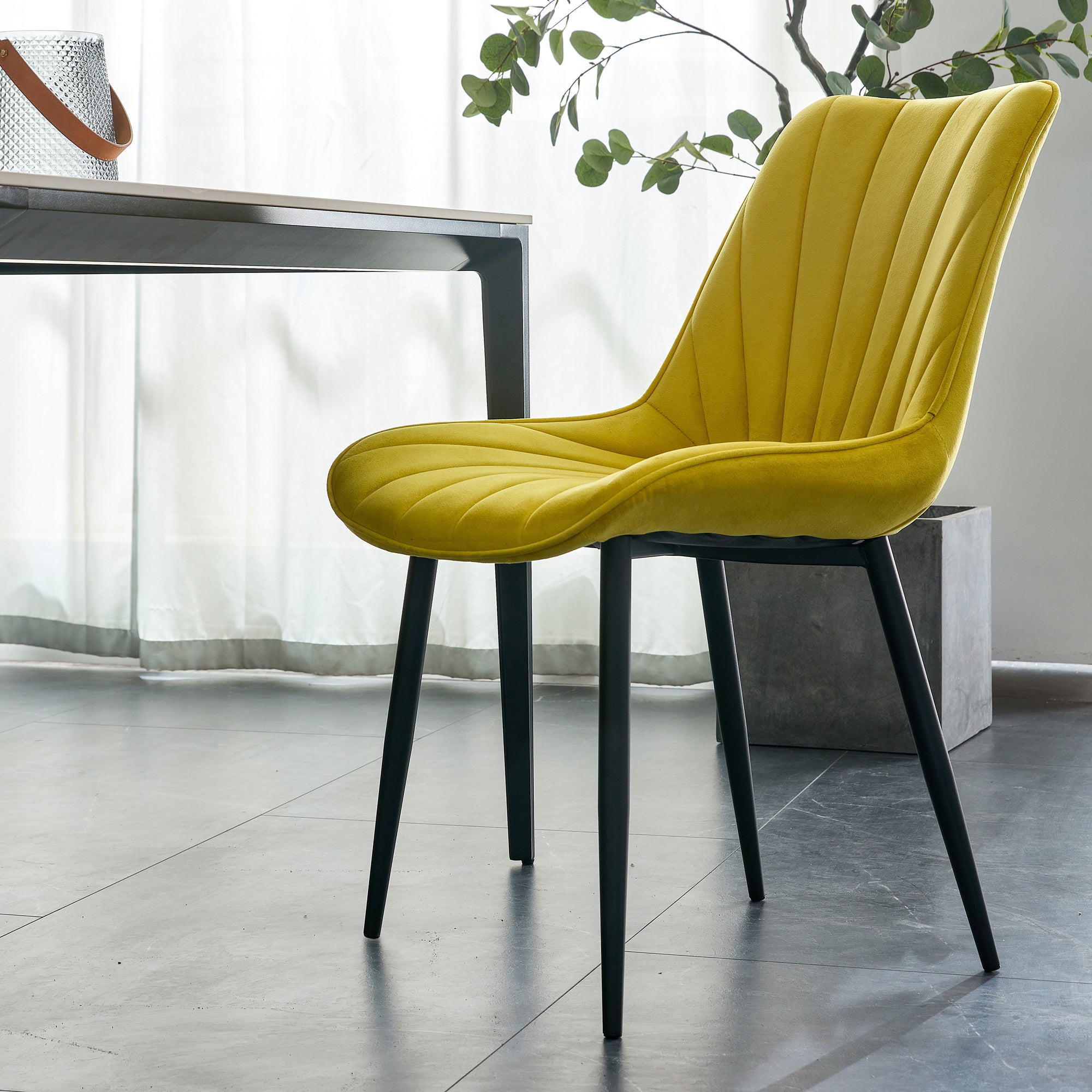 20 in.W Indoor Velvet 4 Dining Chairs with Cushions and Coated Legs