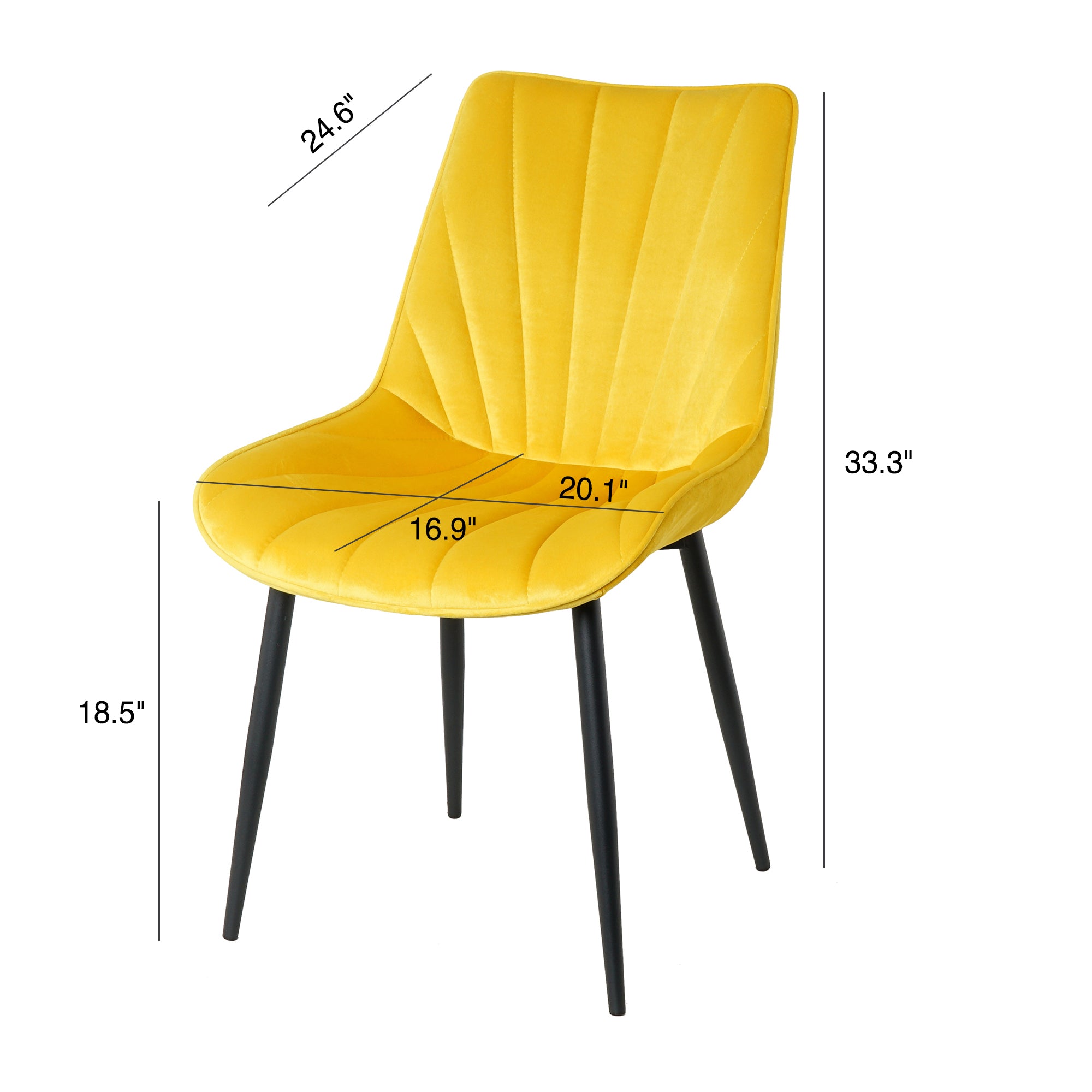 20 in.W Indoor Velvet 4 Dining Chairs with Cushions and Coated Legs