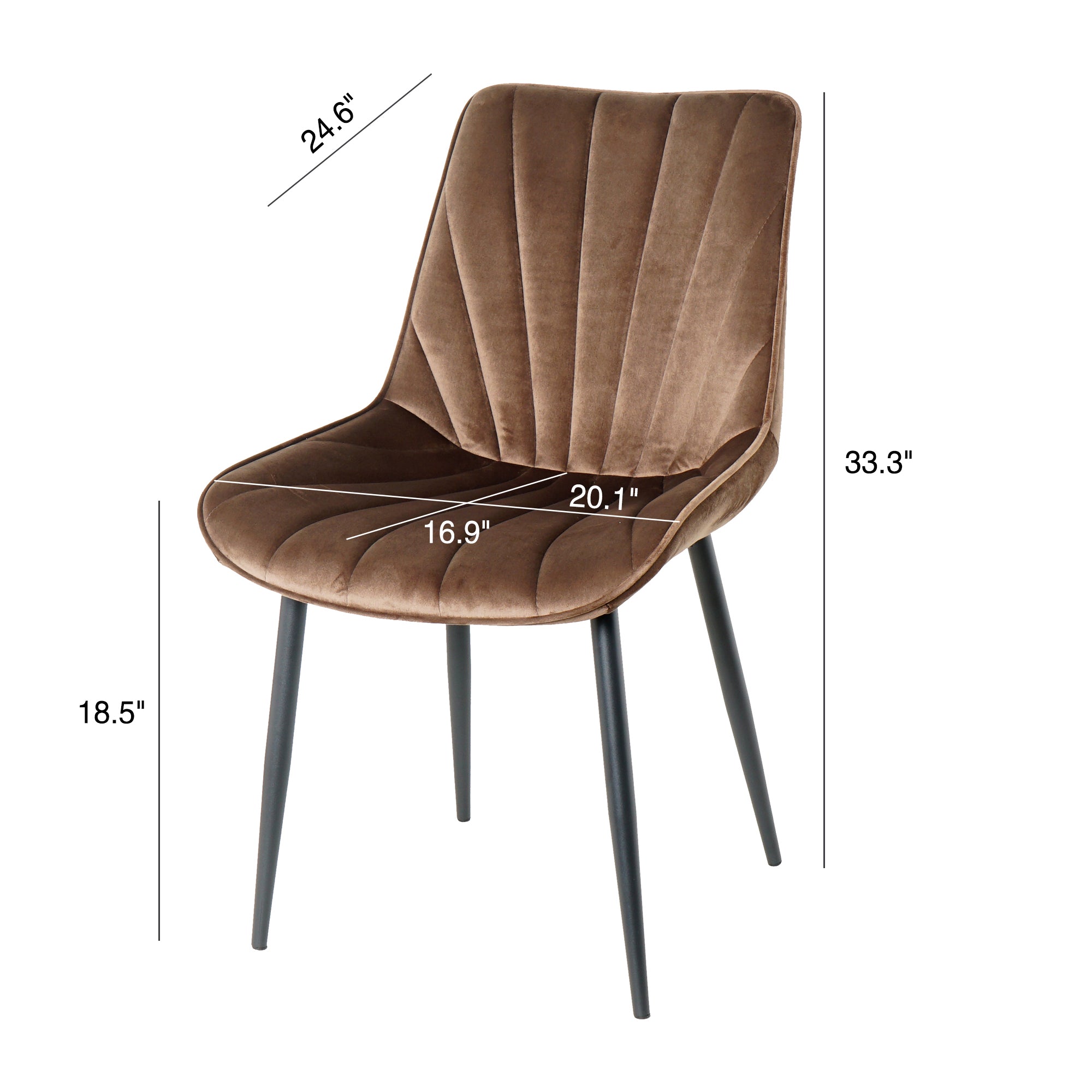 20 in.W Indoor Velvet 4 Dining Chairs with Cushions and Coated Legs