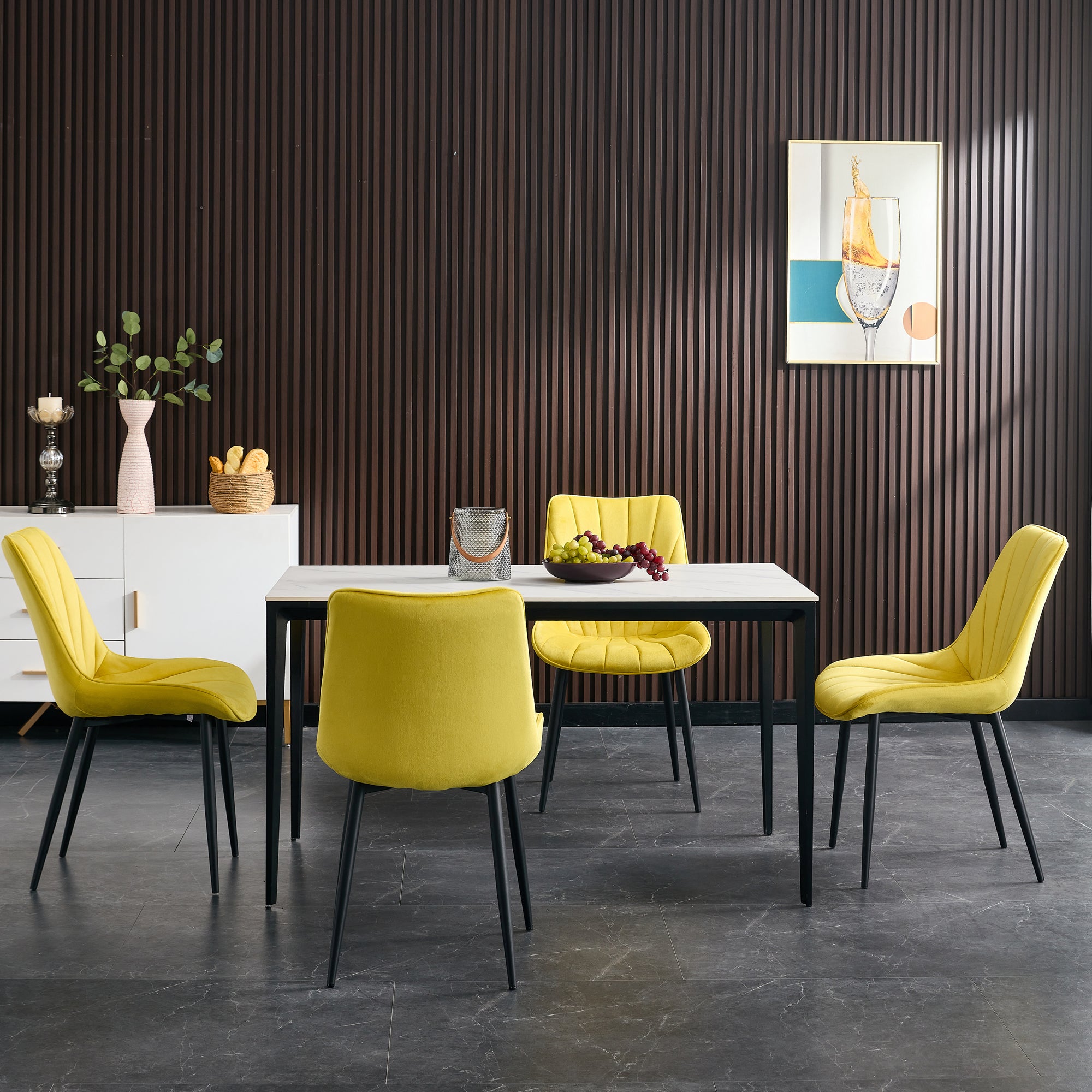 20 in.W Indoor Velvet 4 Dining Chairs with Cushions and Coated Legs