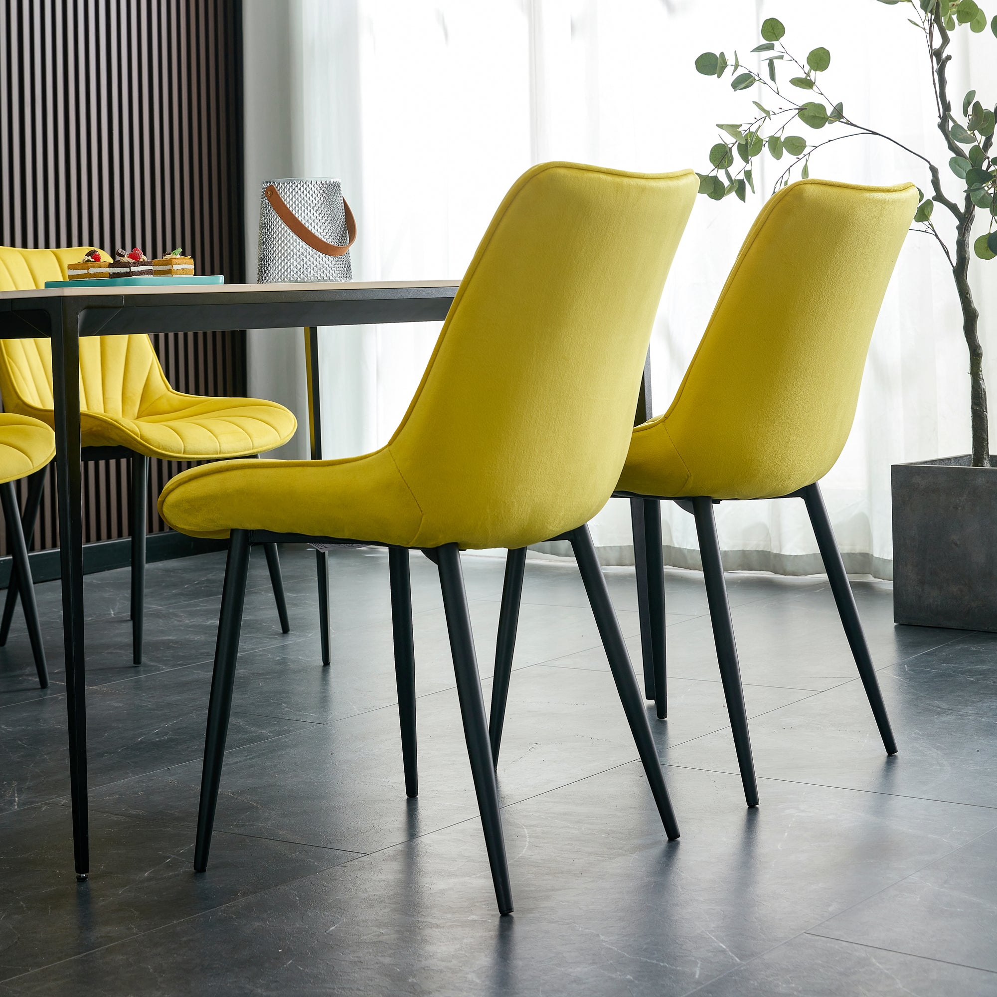 20 in.W Indoor Velvet 4 Dining Chairs with Cushions and Coated Legs