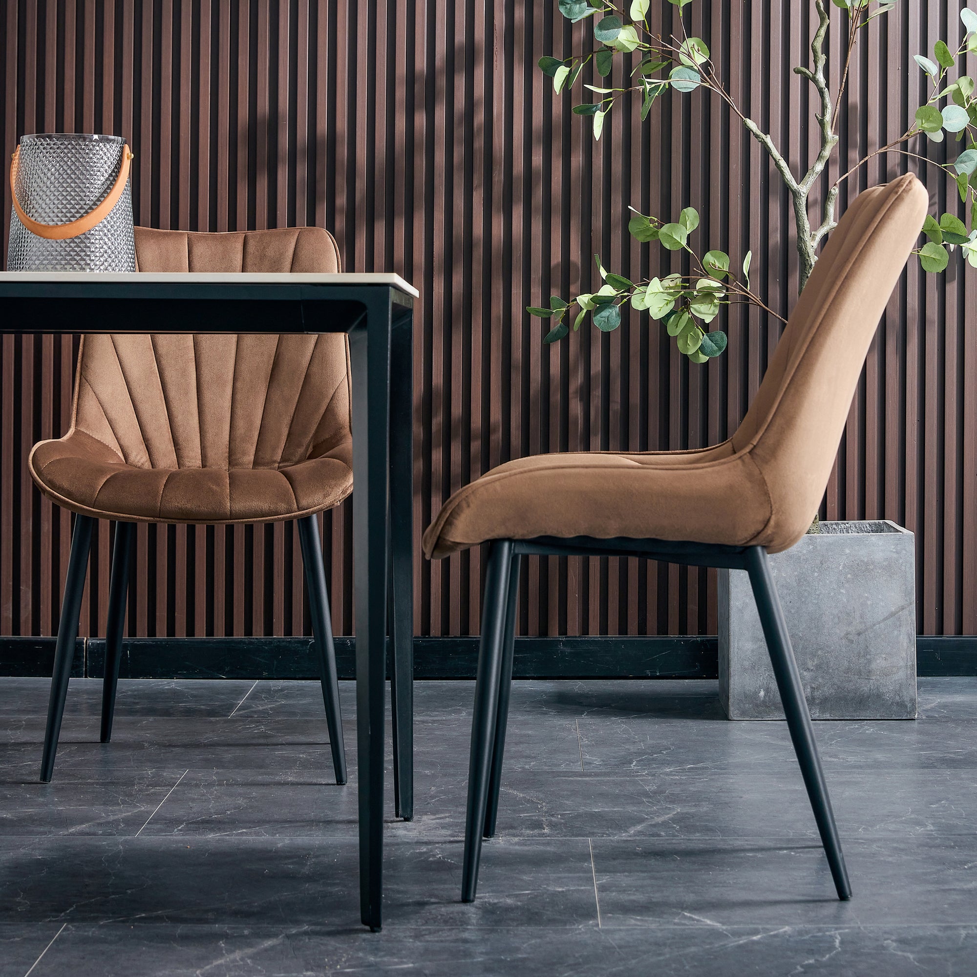 20 in.W Indoor Velvet 4 Dining Chairs with Cushions and Coated Legs