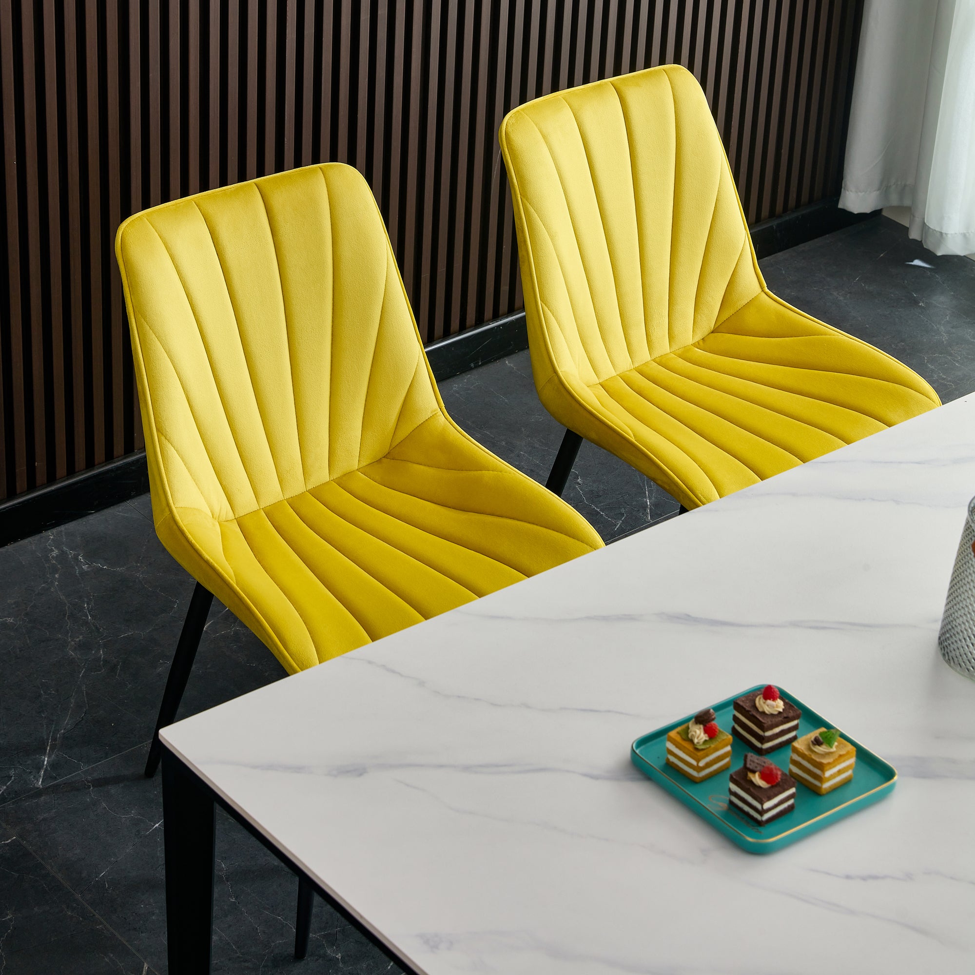 20 in.W Indoor Velvet 4 Dining Chairs with Cushions and Coated Legs