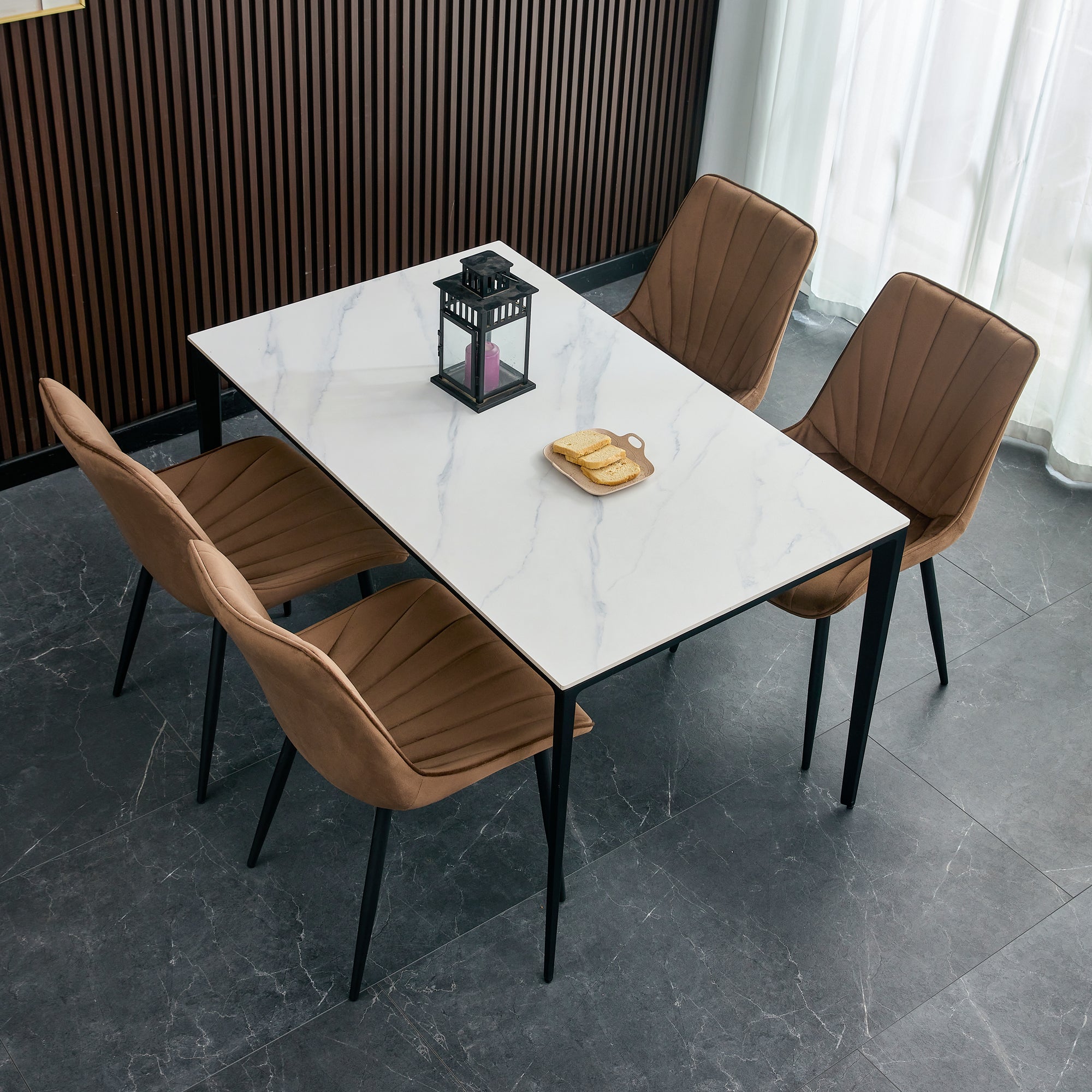 20 in.W Indoor Velvet 4 Dining Chairs with Cushions and Coated Legs