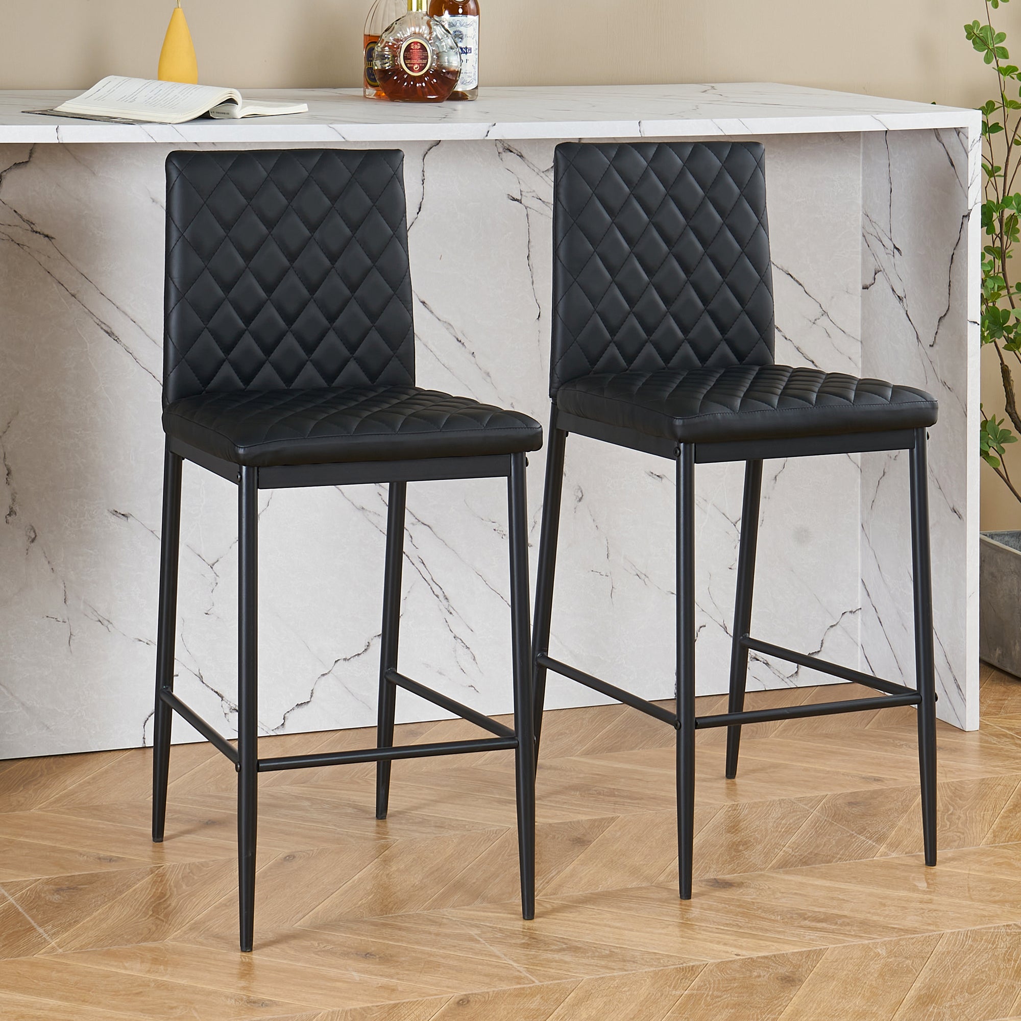 Unique PU 2 Bar Chair with Metal Legs for Dining,Kitchen and Bar