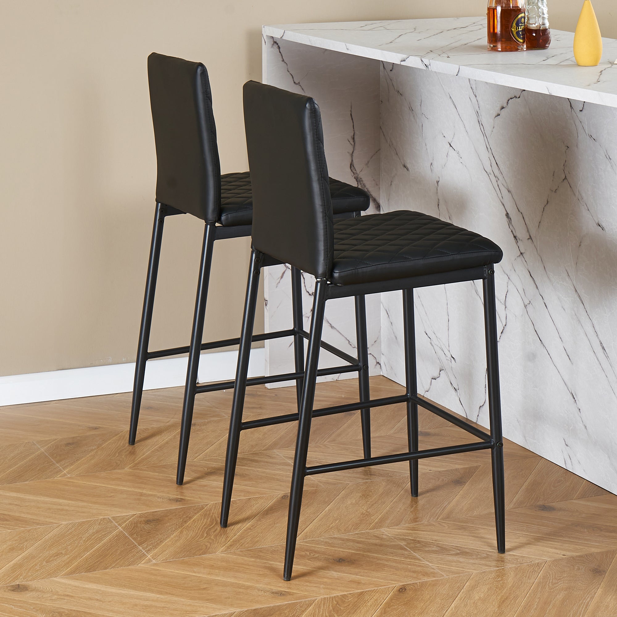 Unique PU 2 Bar Chair with Metal Legs for Dining,Kitchen and Bar