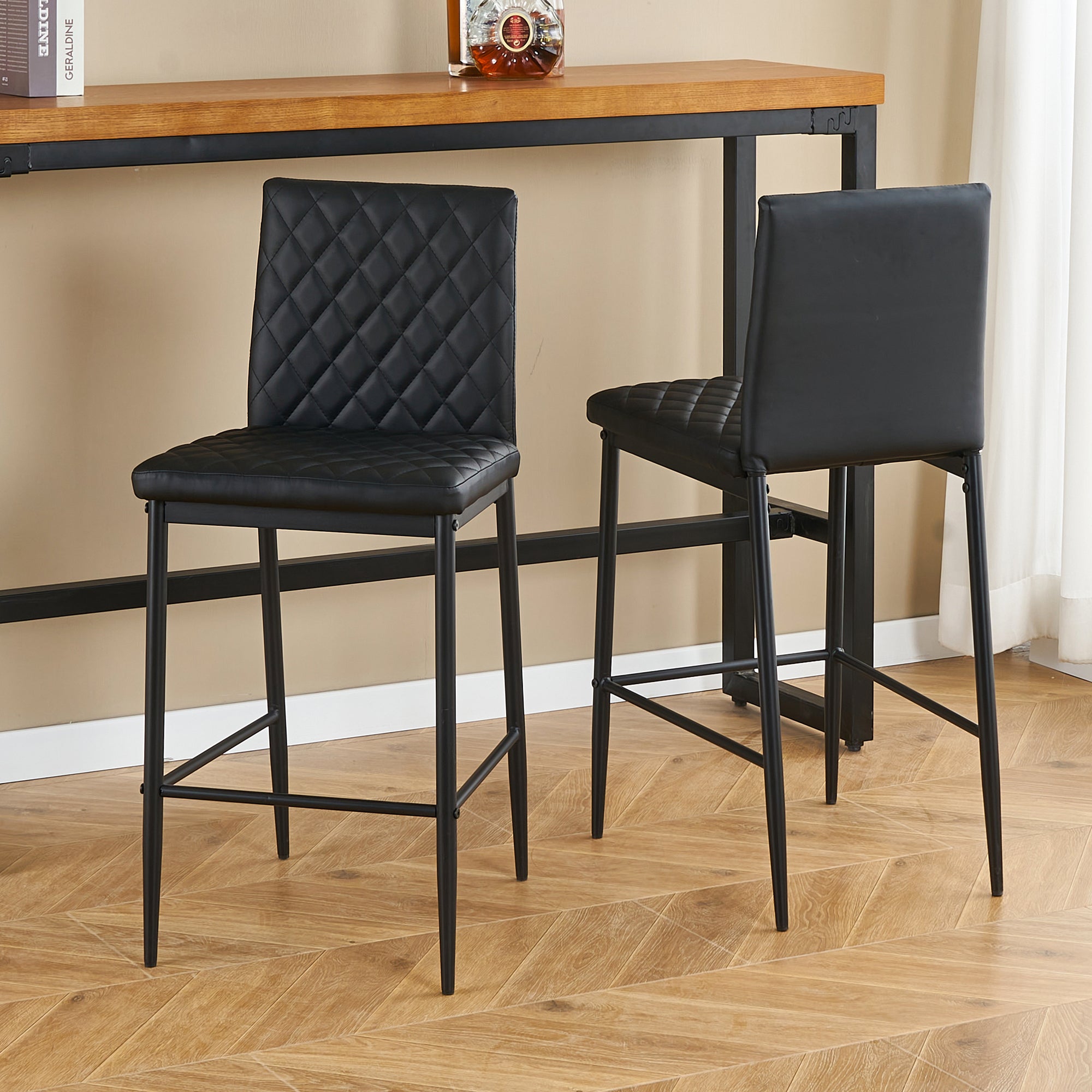 Unique PU 2 Bar Chair with Metal Legs for Dining,Kitchen and Bar