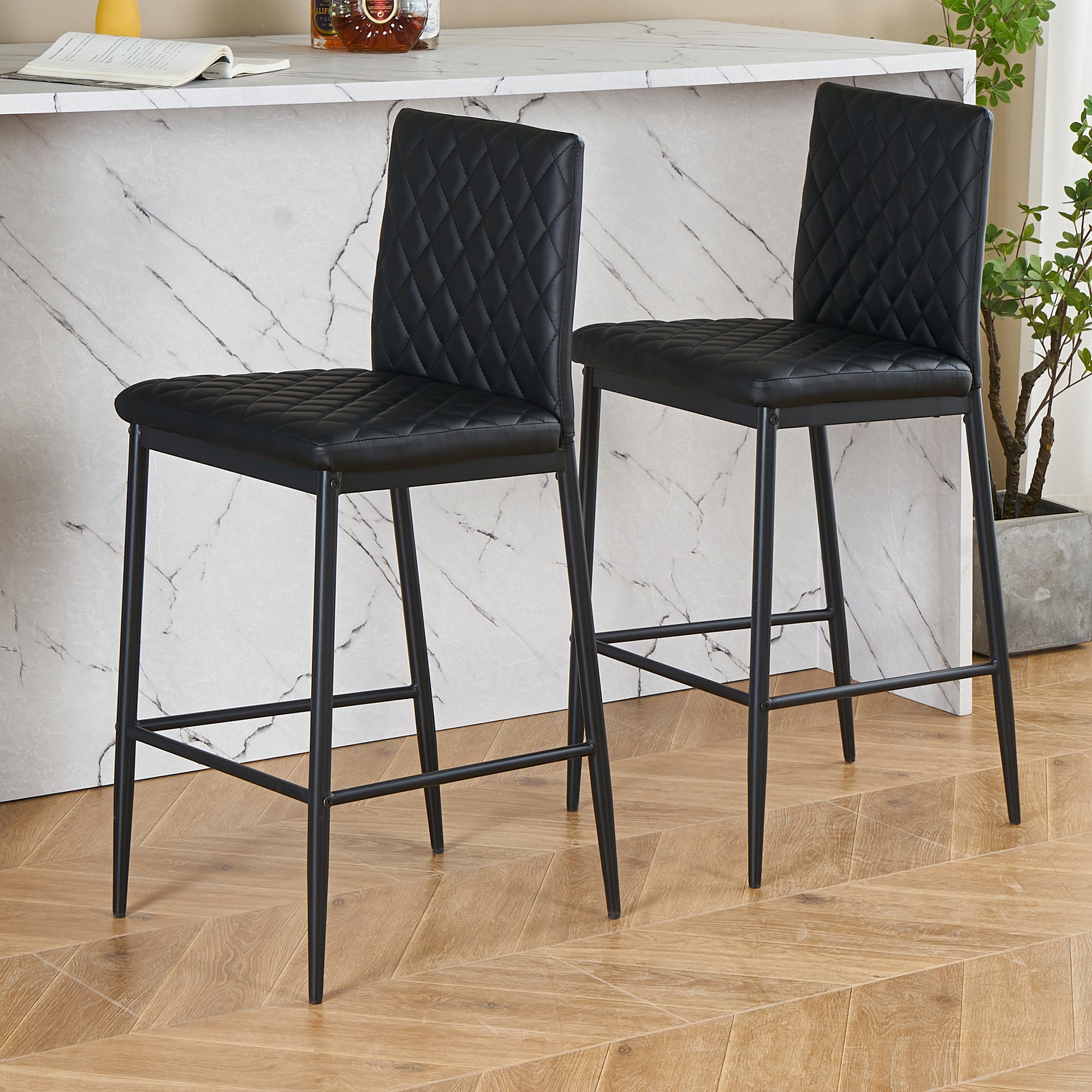 Unique PU 2 Bar Chair with Metal Legs for Dining,Kitchen and Bar