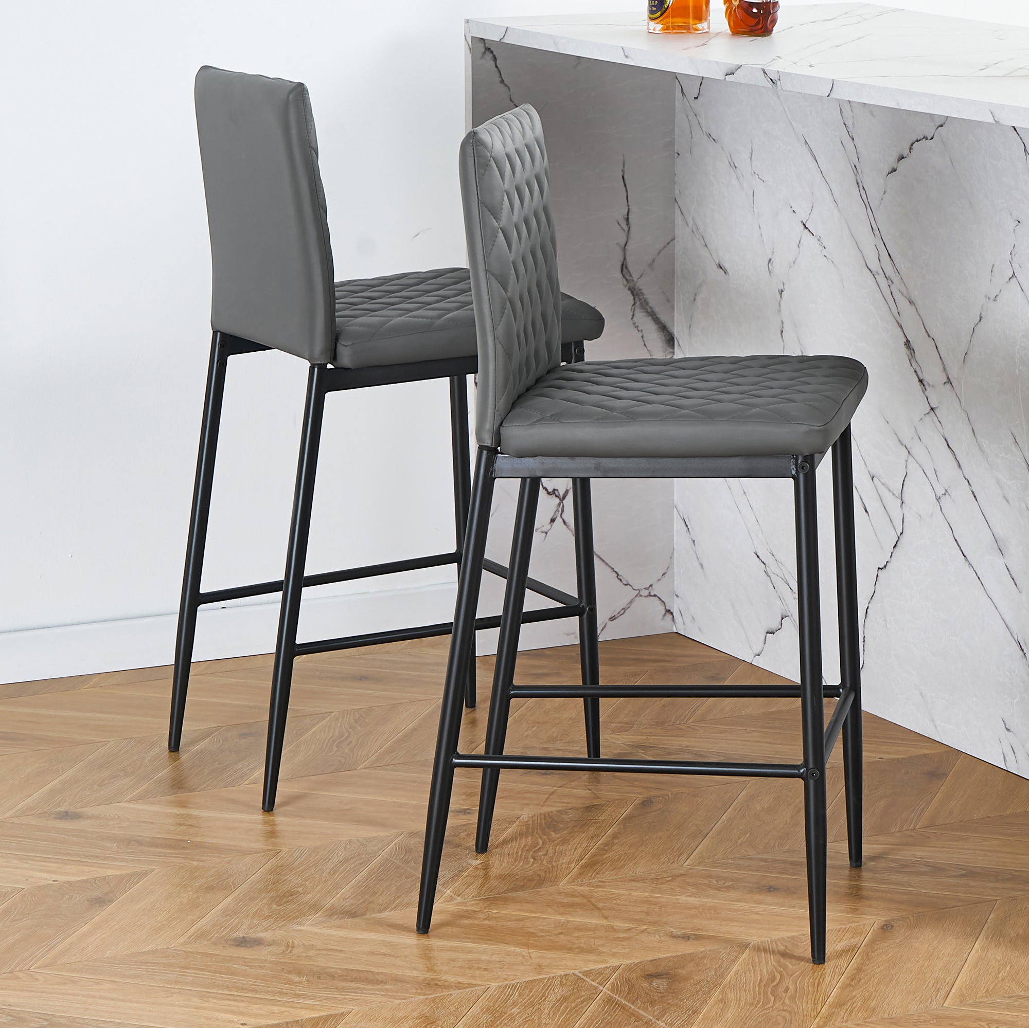 Unique PU 2 Bar Chair with Metal Legs for Dining,Kitchen and Bar