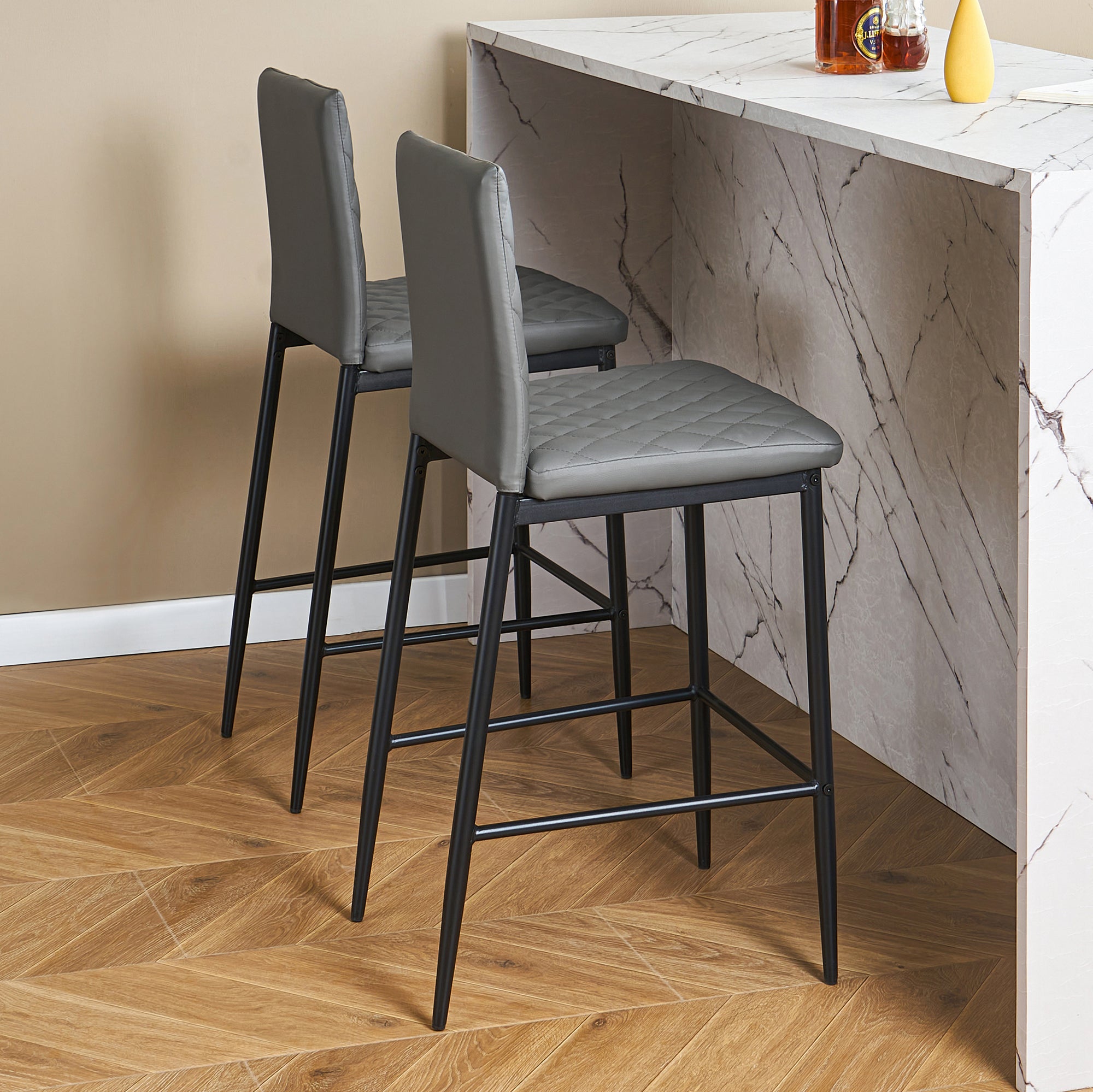 Unique PU 2 Bar Chair with Metal Legs for Dining,Kitchen and Bar