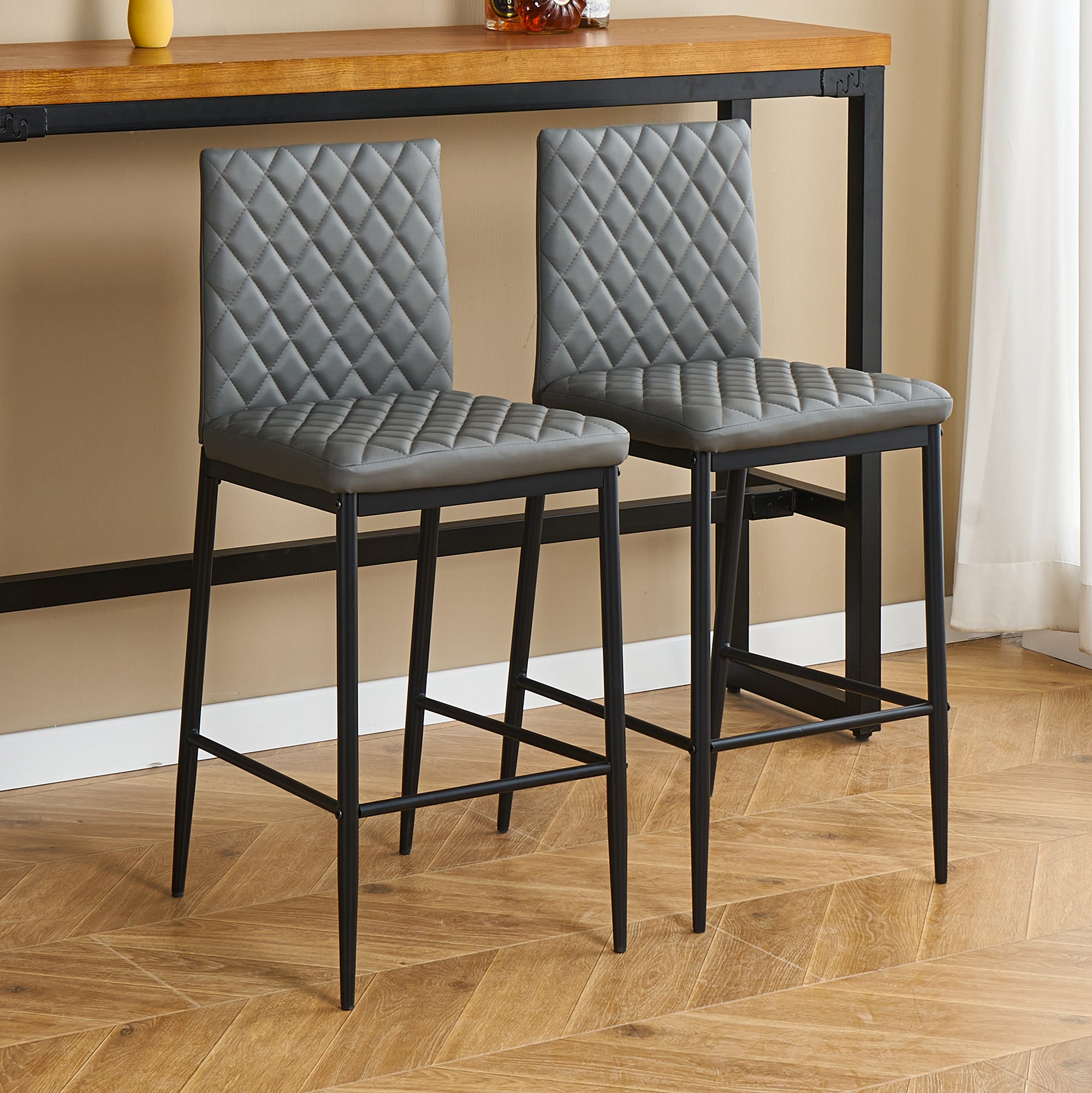 Unique PU 2 Bar Chair with Metal Legs for Dining,Kitchen and Bar