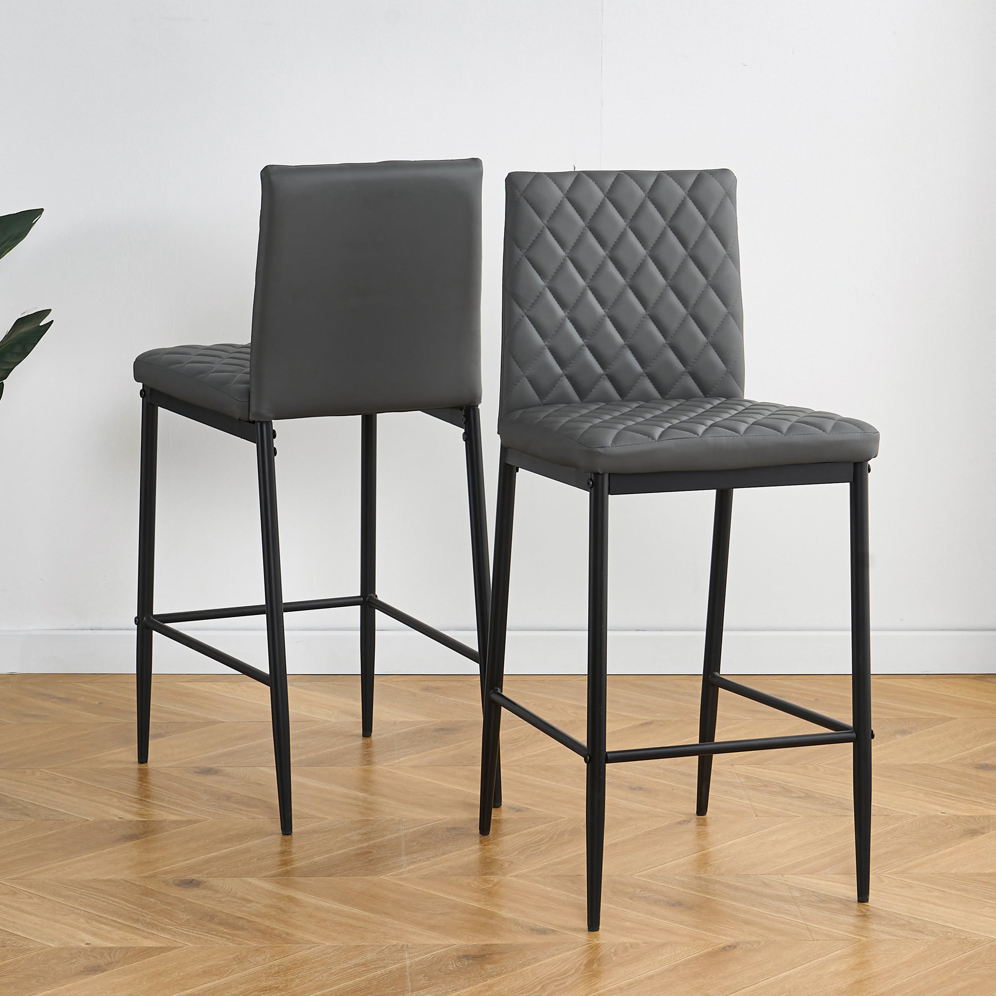 Unique PU 2 Bar Chair with Metal Legs for Dining,Kitchen and Bar