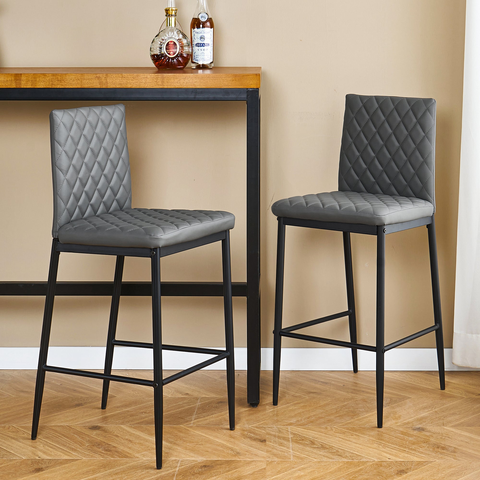 Unique PU 2 Bar Chair with Metal Legs for Dining,Kitchen and Bar