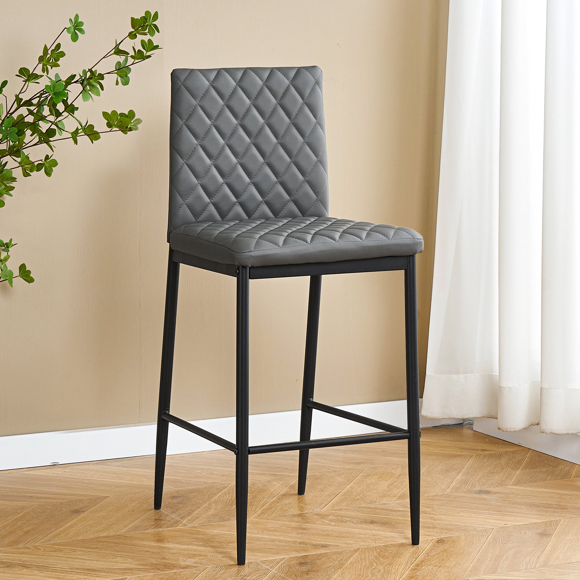 Unique PU 2 Bar Chair with Metal Legs for Dining,Kitchen and Bar