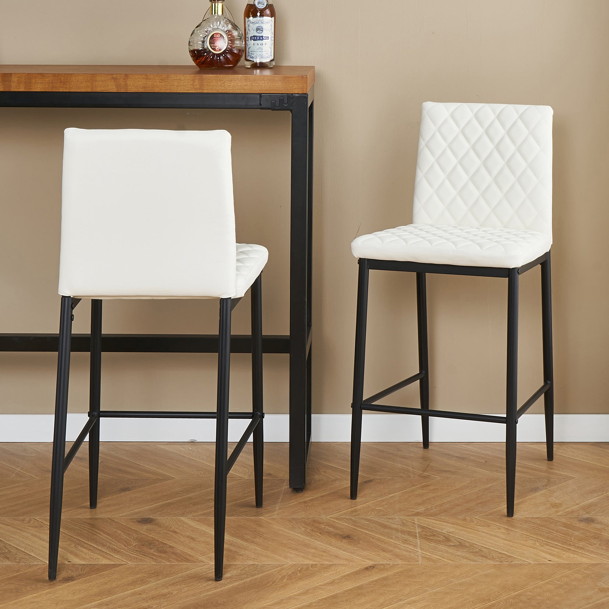 Unique PU 2 Bar Chair with Metal Legs for Dining,Kitchen and Bar