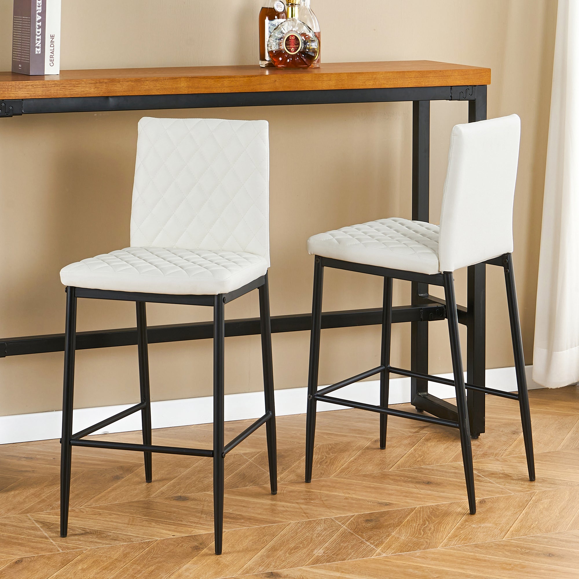 Unique PU 2 Bar Chair with Metal Legs for Dining,Kitchen and Bar