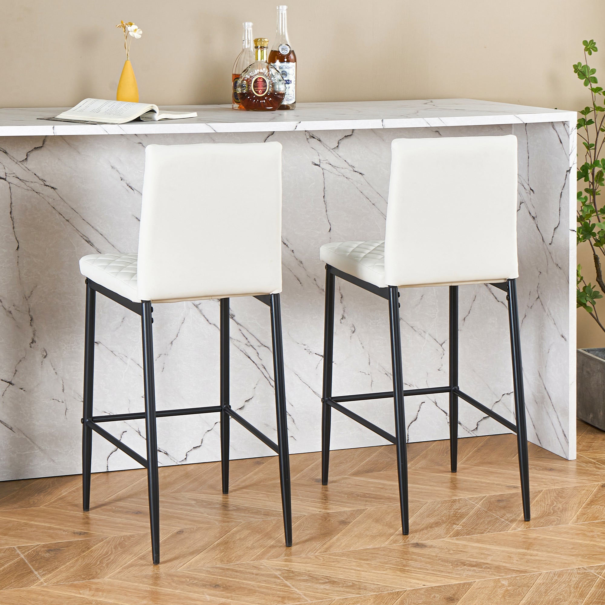 Unique PU 2 Bar Chair with Metal Legs for Dining,Kitchen and Bar