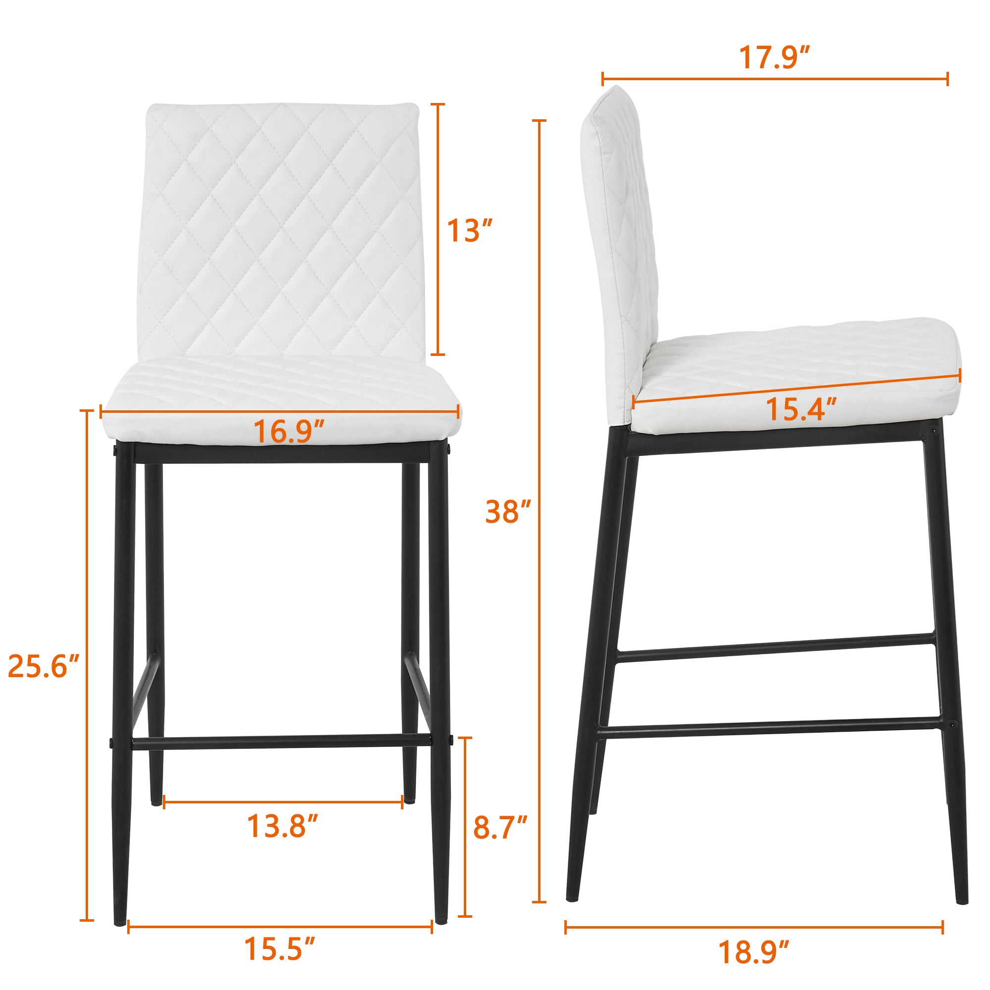 Unique PU 2 Bar Chair with Metal Legs for Dining,Kitchen and Bar