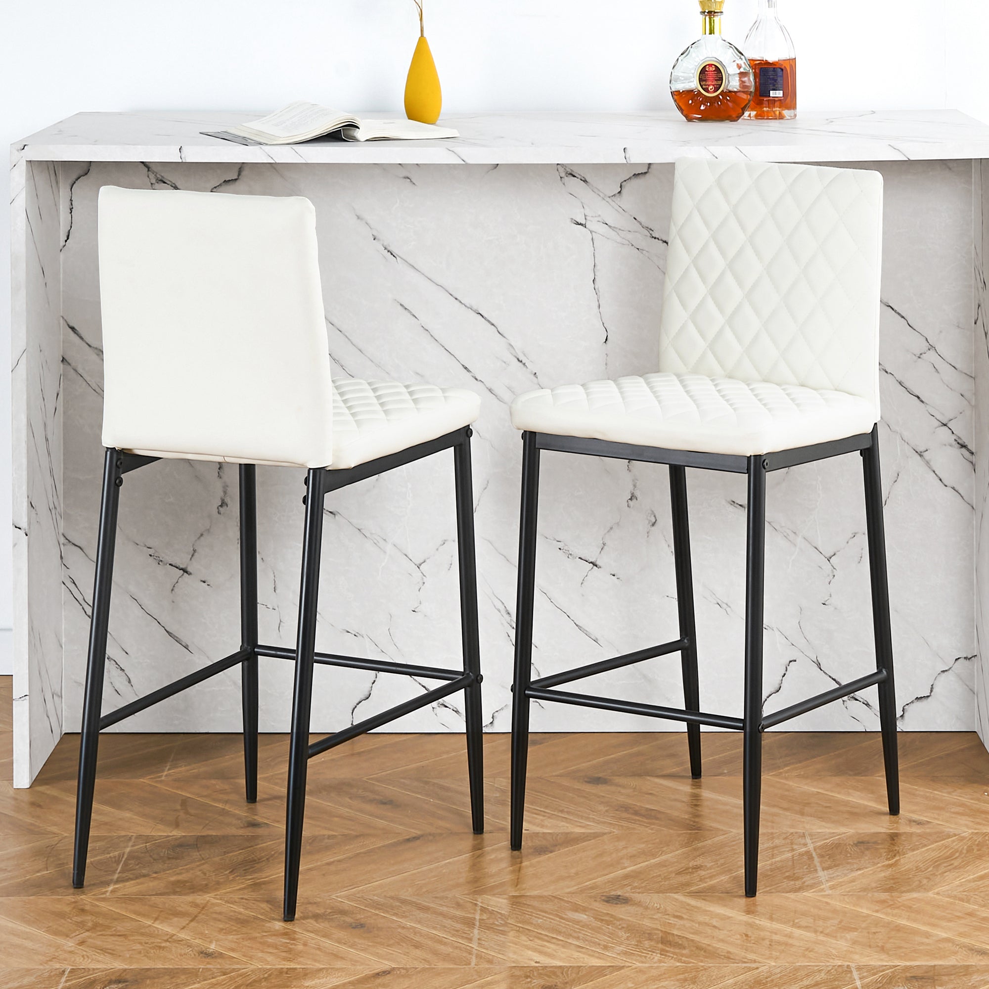 Unique PU 2 Bar Chair with Metal Legs for Dining,Kitchen and Bar