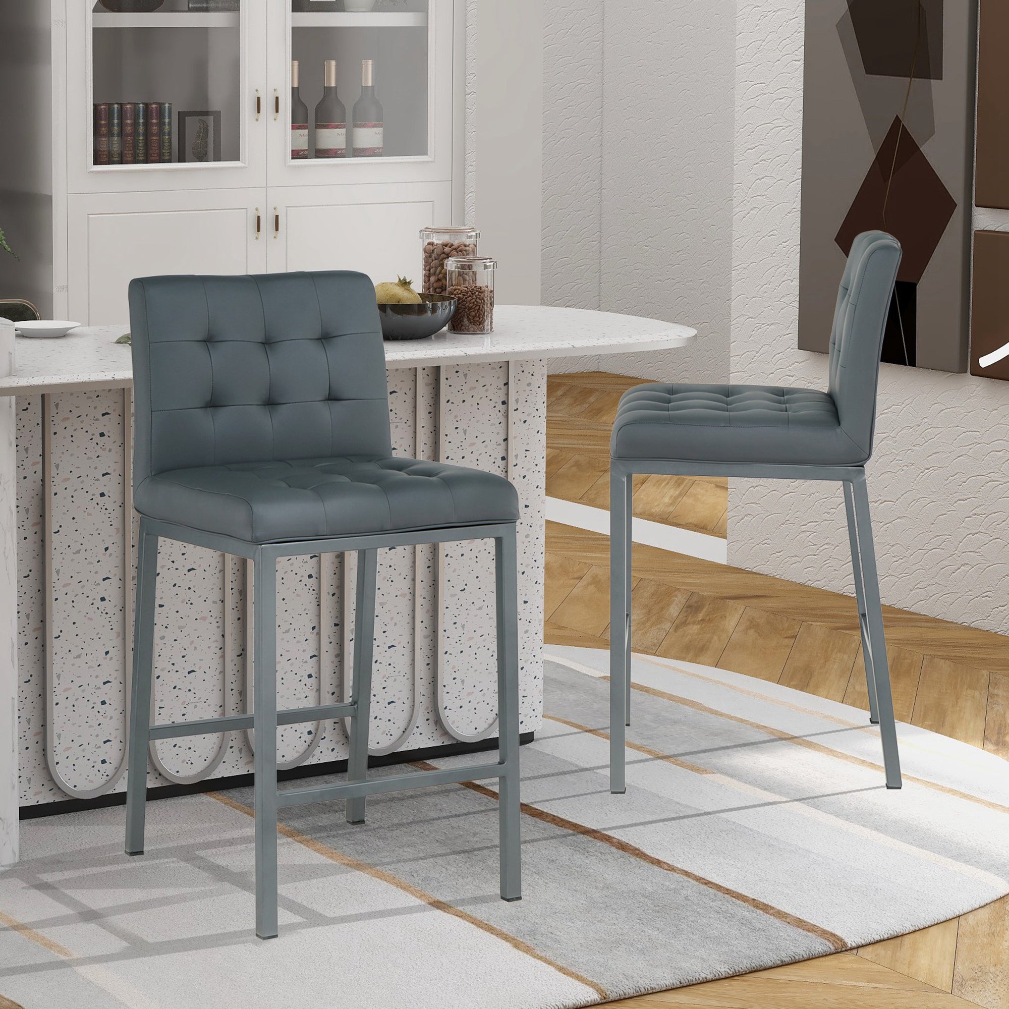 2-set Foam Modern Design Dining Chair with Metal Legs