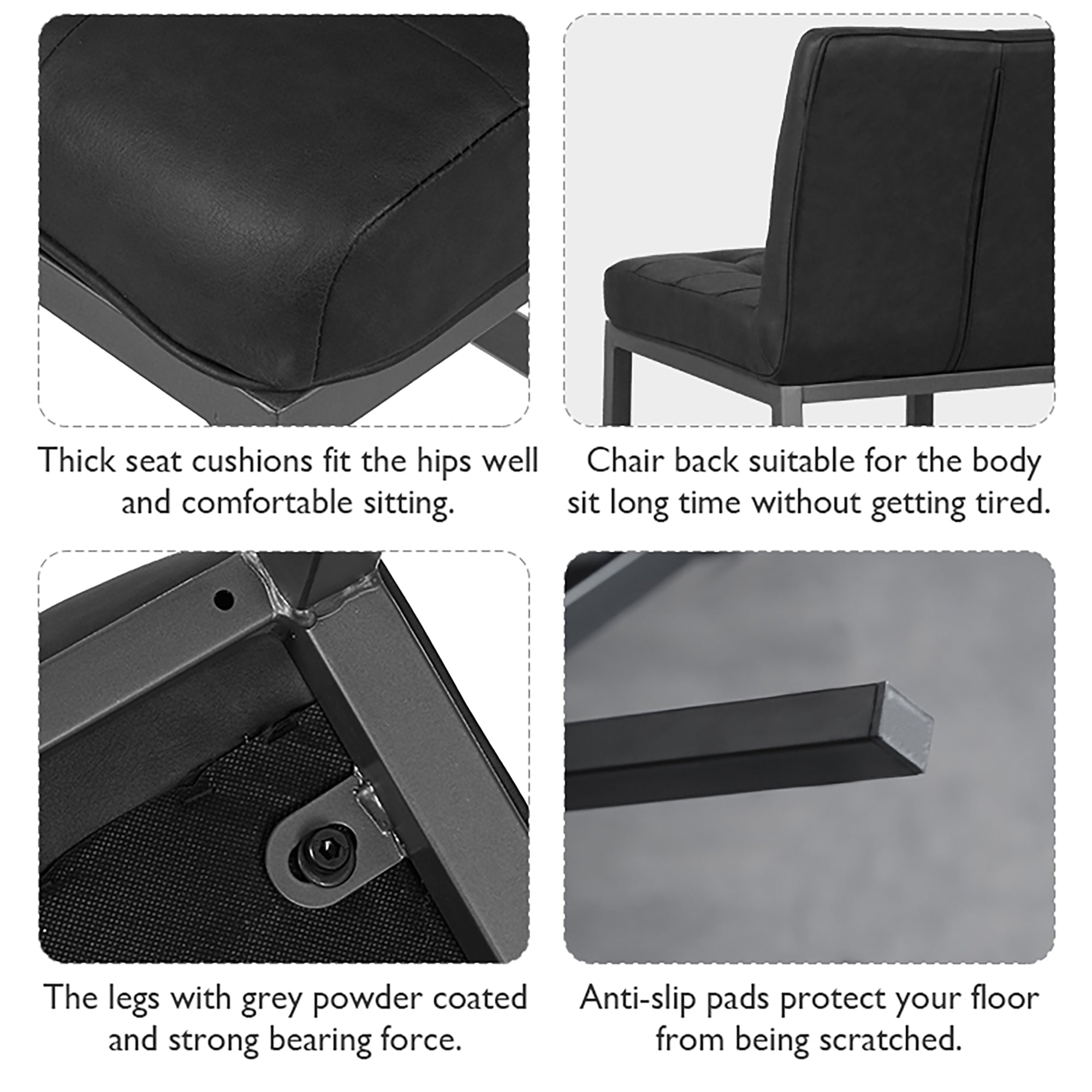2-set Foam Modern Design Dining Chair with Metal Legs