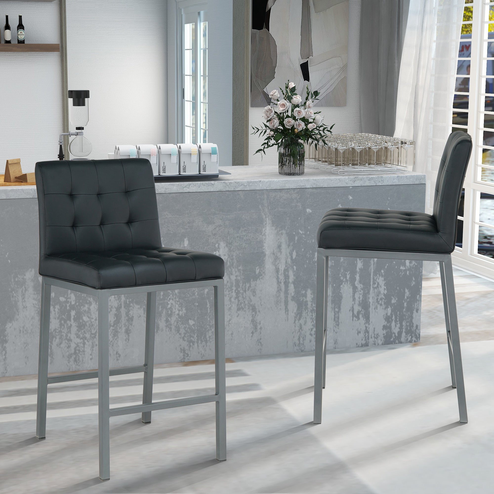 2-set Foam Modern Design Dining Chair with Metal Legs