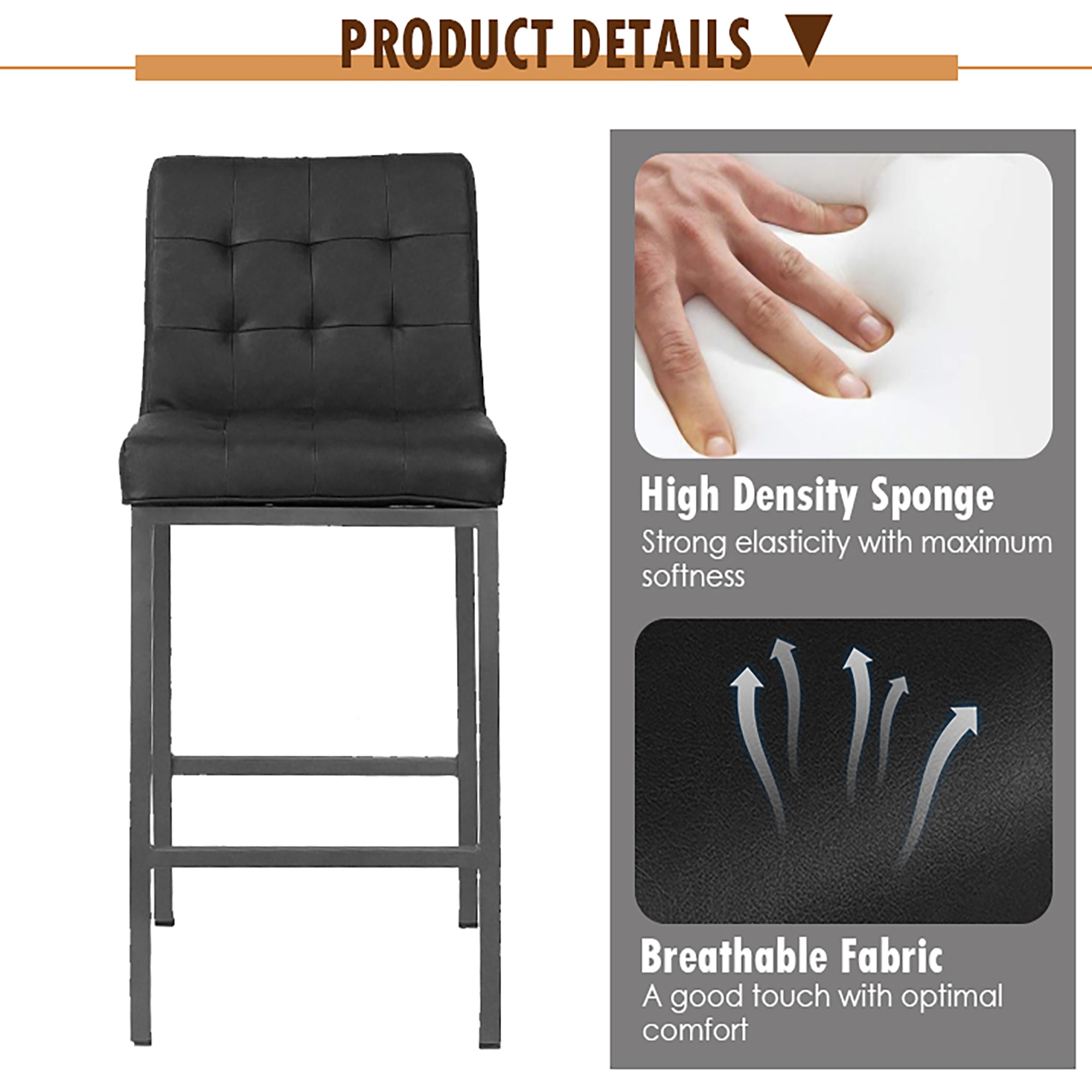 2-set Foam Modern Design Dining Chair with Metal Legs