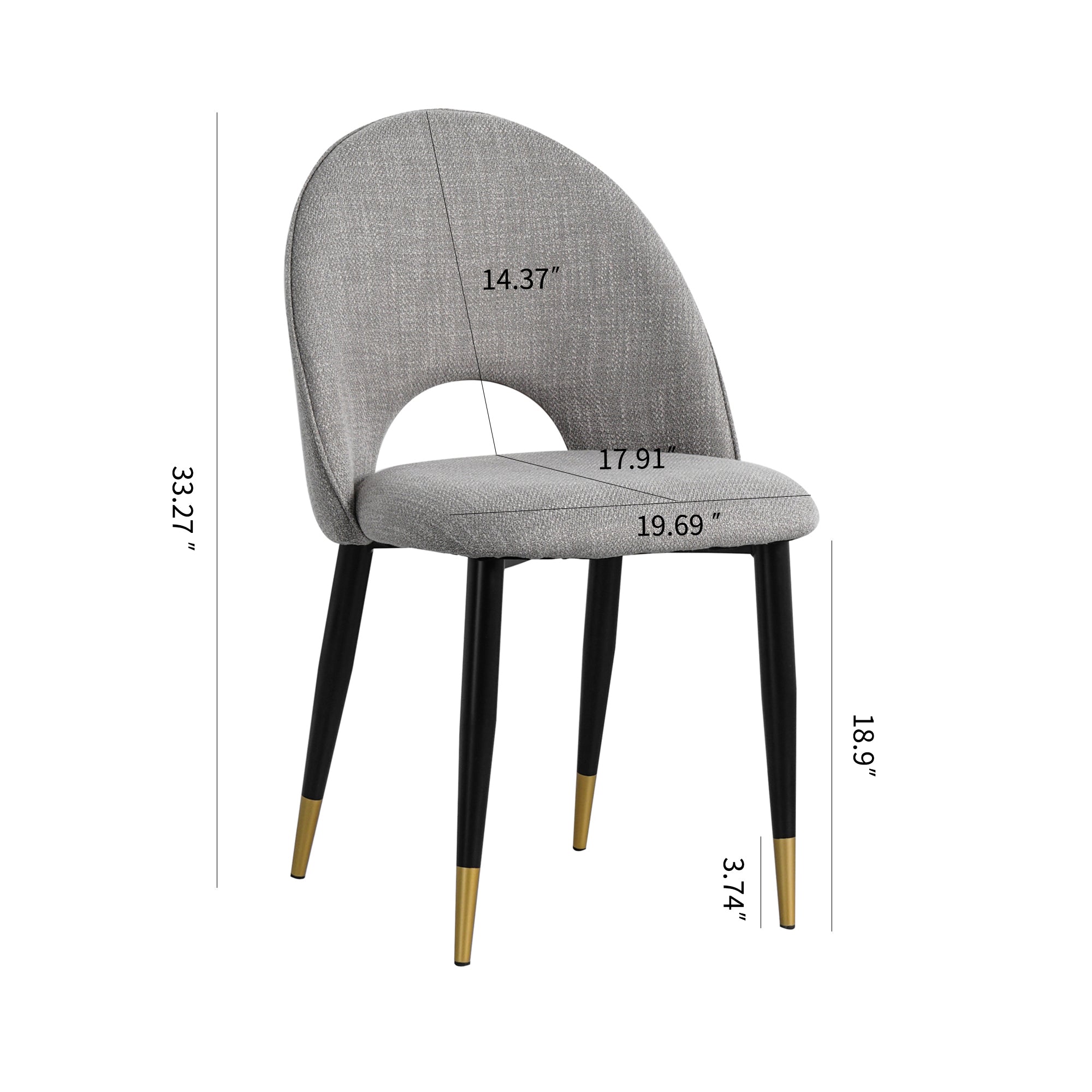 2-set Nordic Style Meta Dining Chairs with Metal Legs