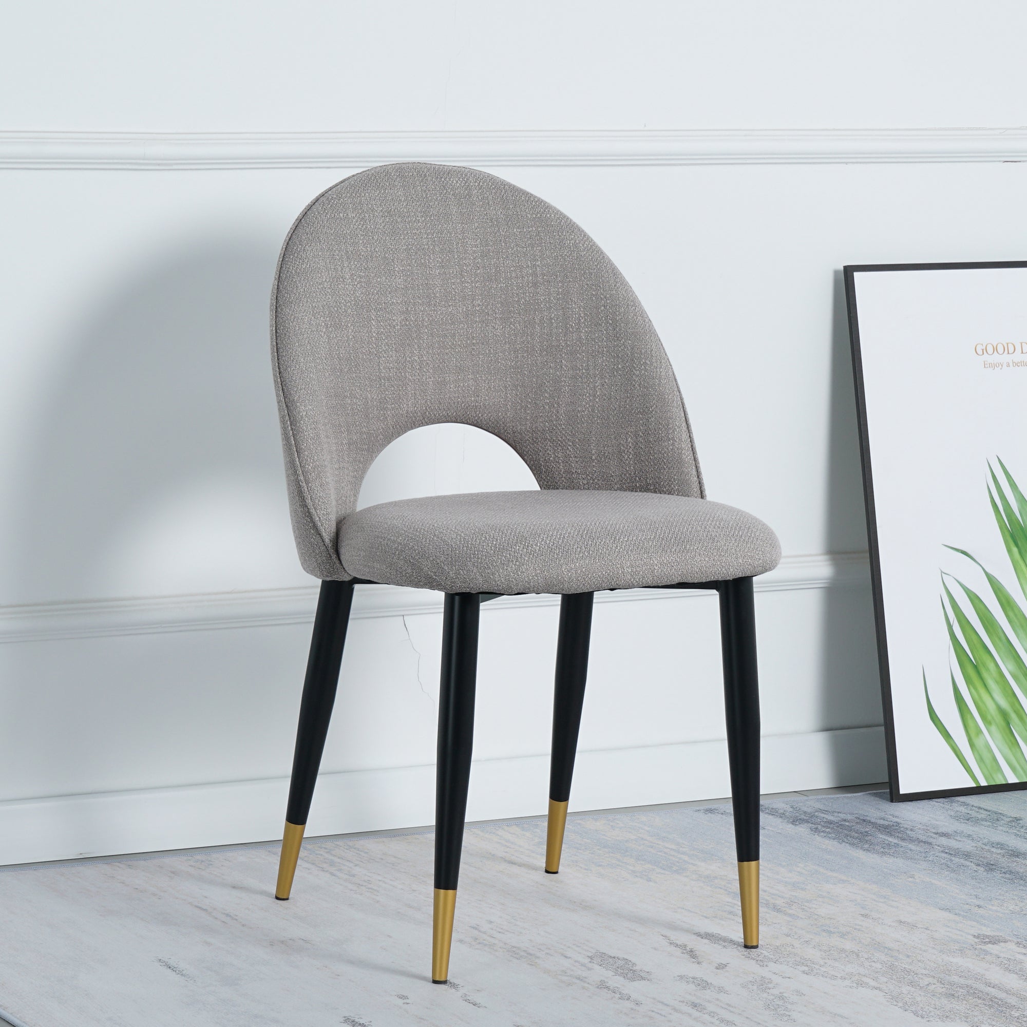 2-set Nordic Style Meta Dining Chairs with Metal Legs
